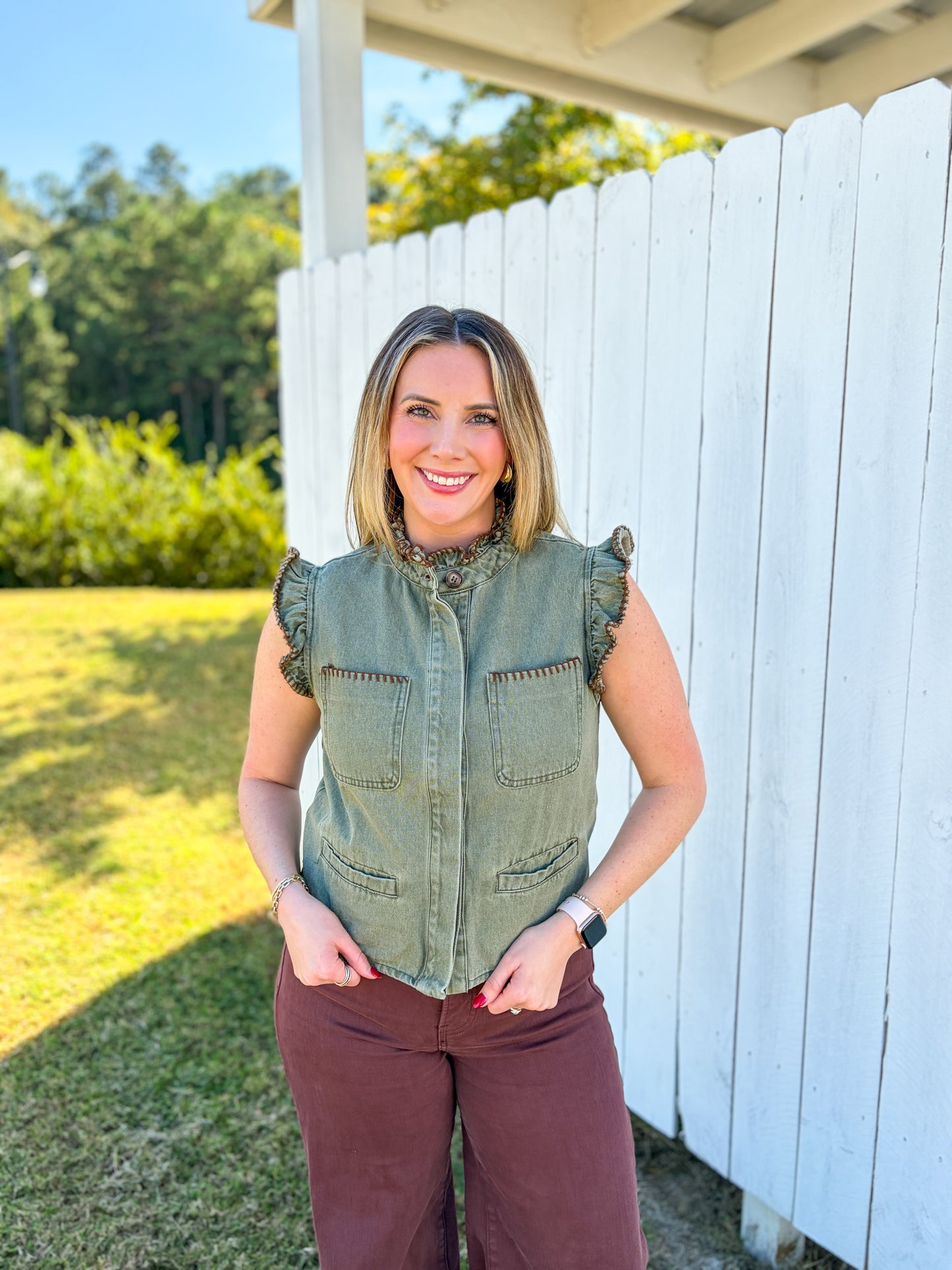 Coy Ruffle Sleeve Vest