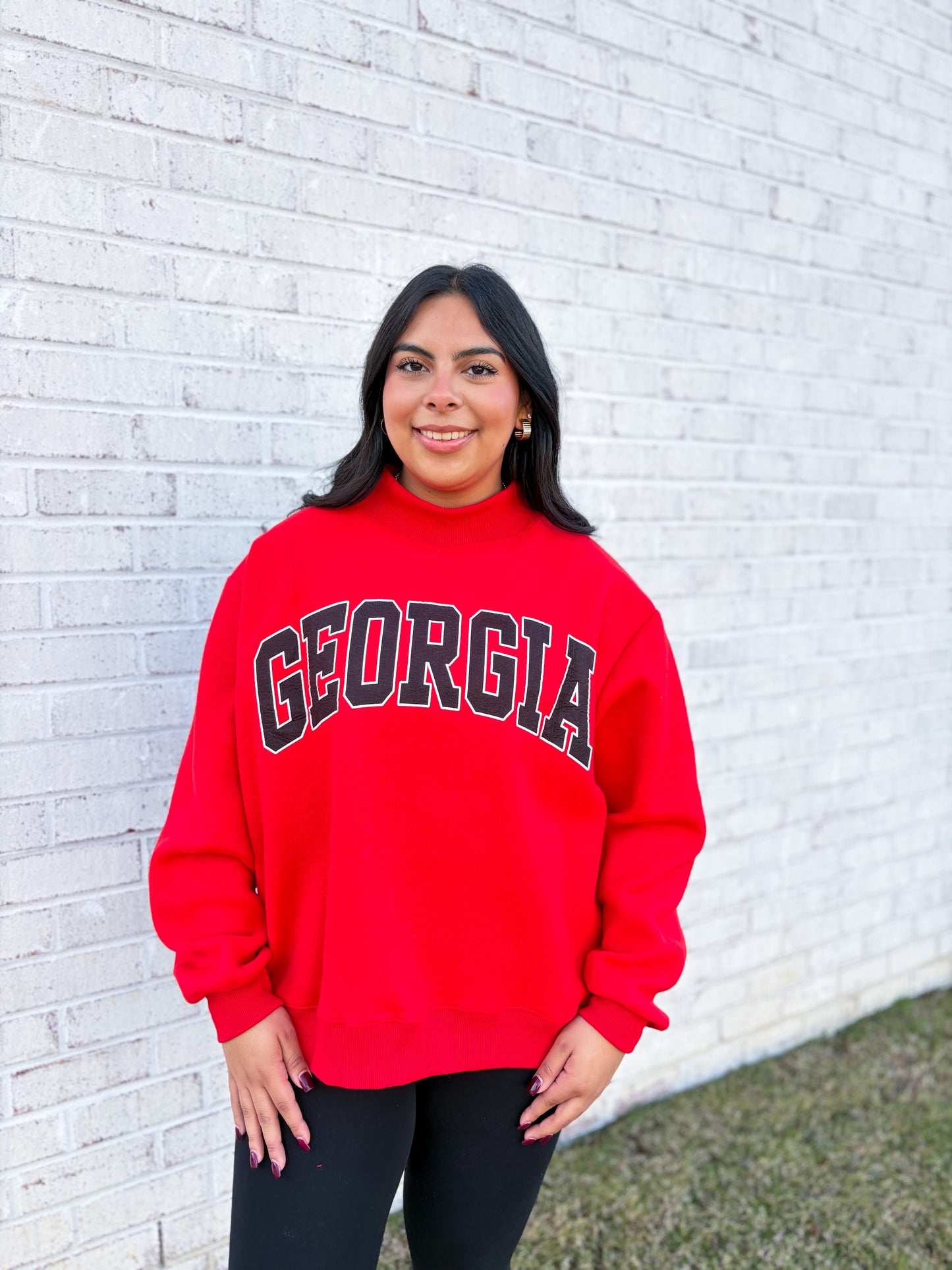 Georgia Mascot/Georgia Reversible Mock Neck Sweatshirt
