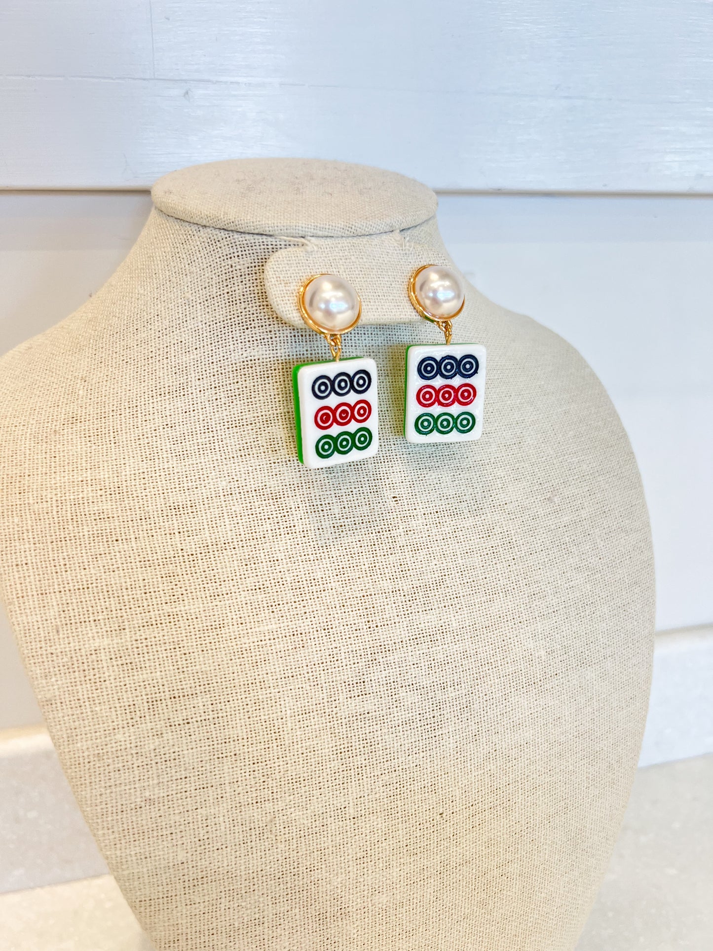 Dot Mahjong Tile Earrrings
