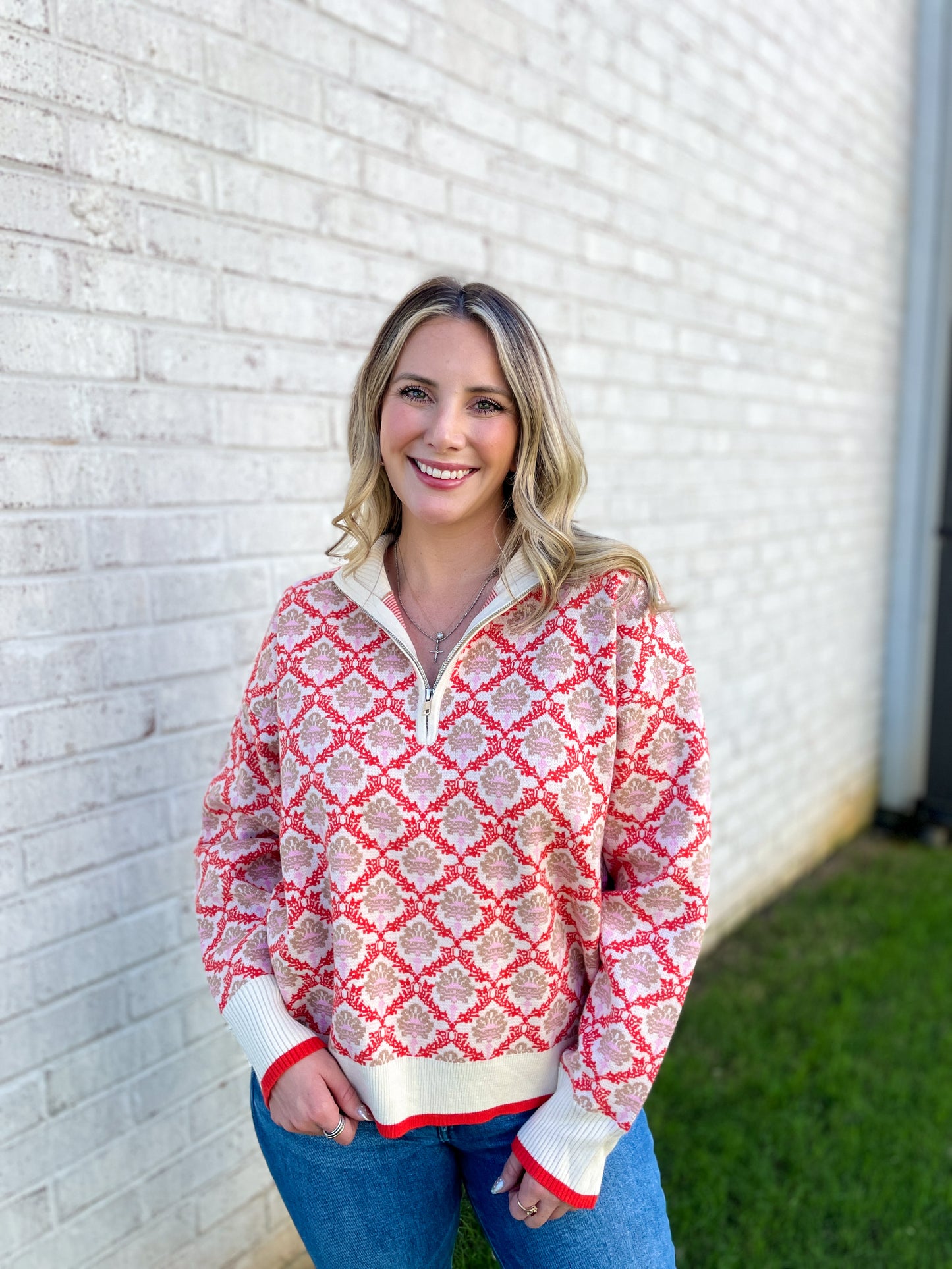 Quarter-Zip Printed Pull Over