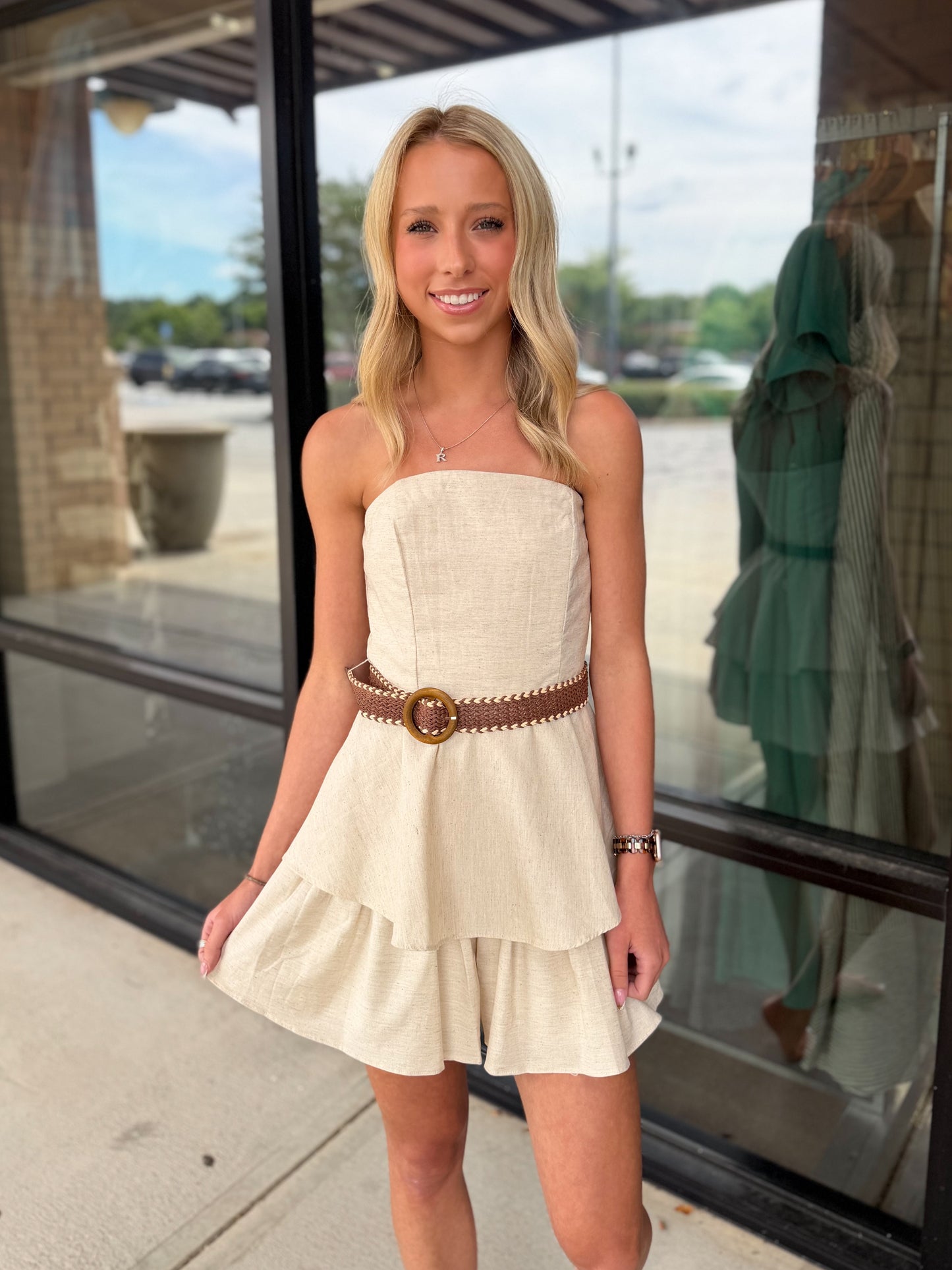 Strapless Belted Romper