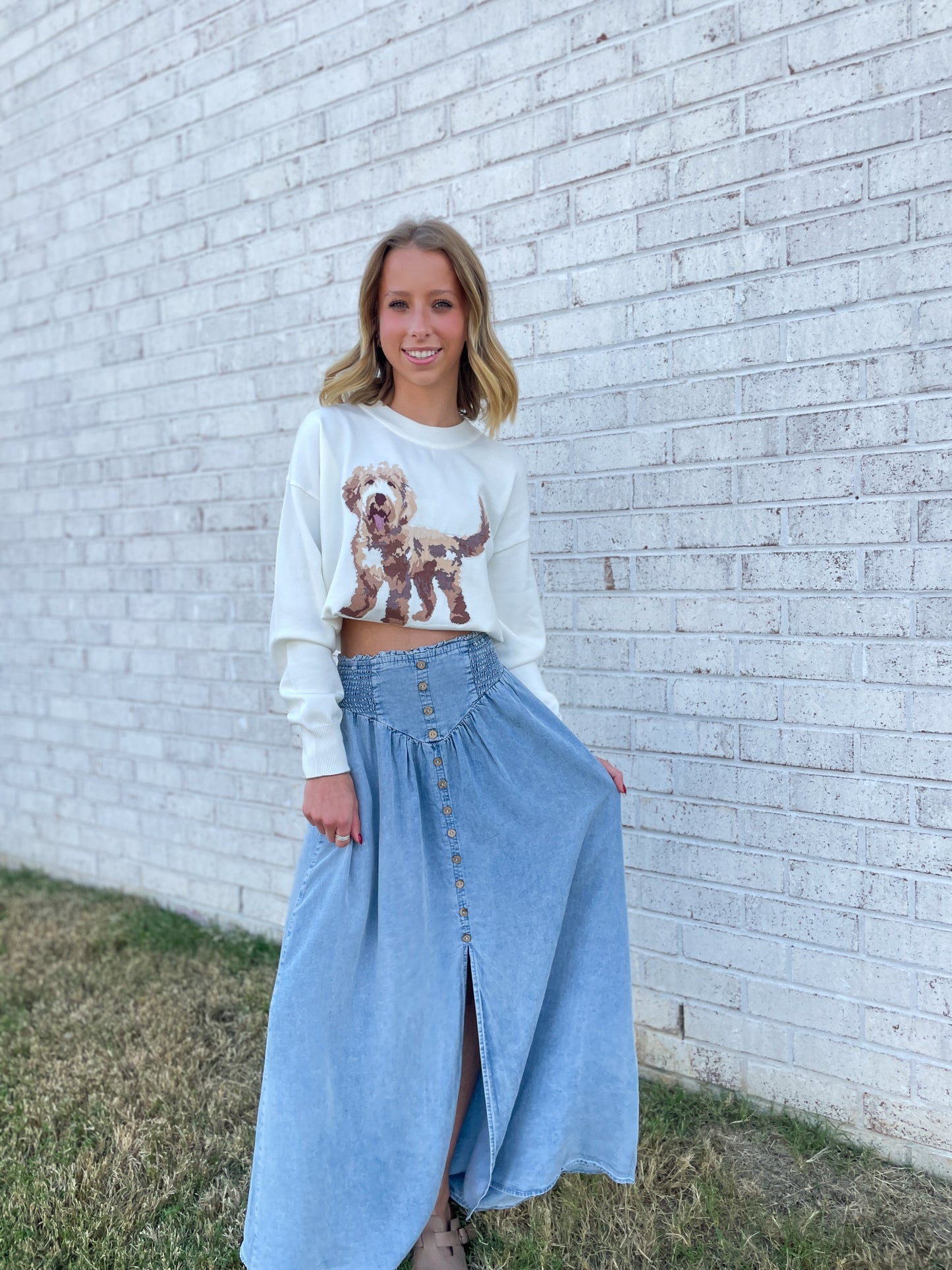 Wrenlee Denim Midi Skirt