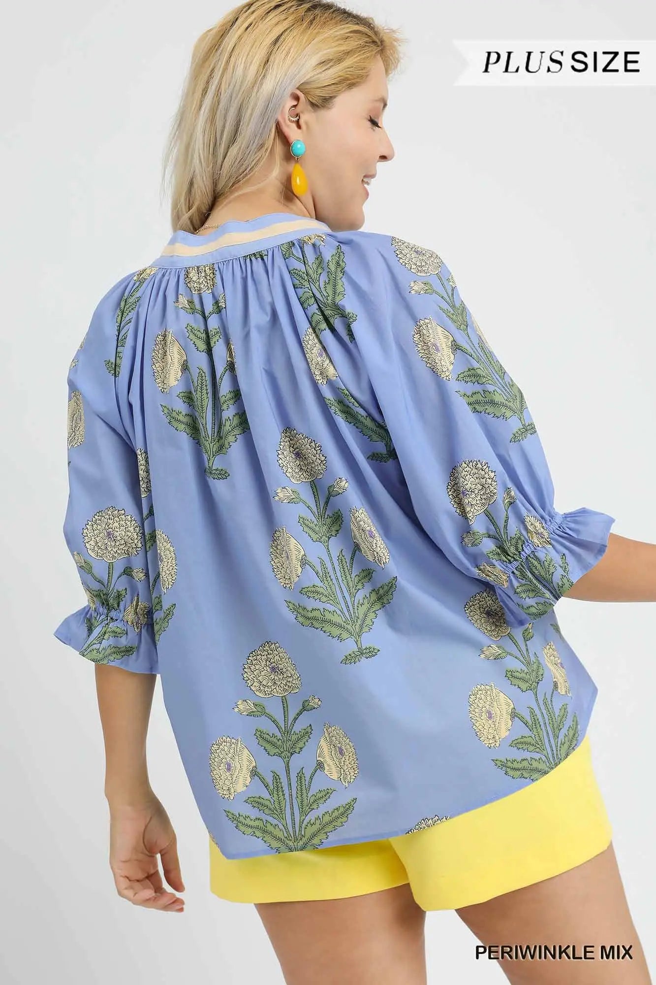 Floral Puff Sleeve Blouse - PLUS