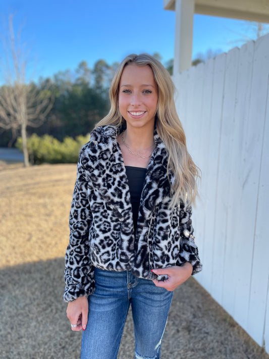 Leopard Print Fuzzy Jacket