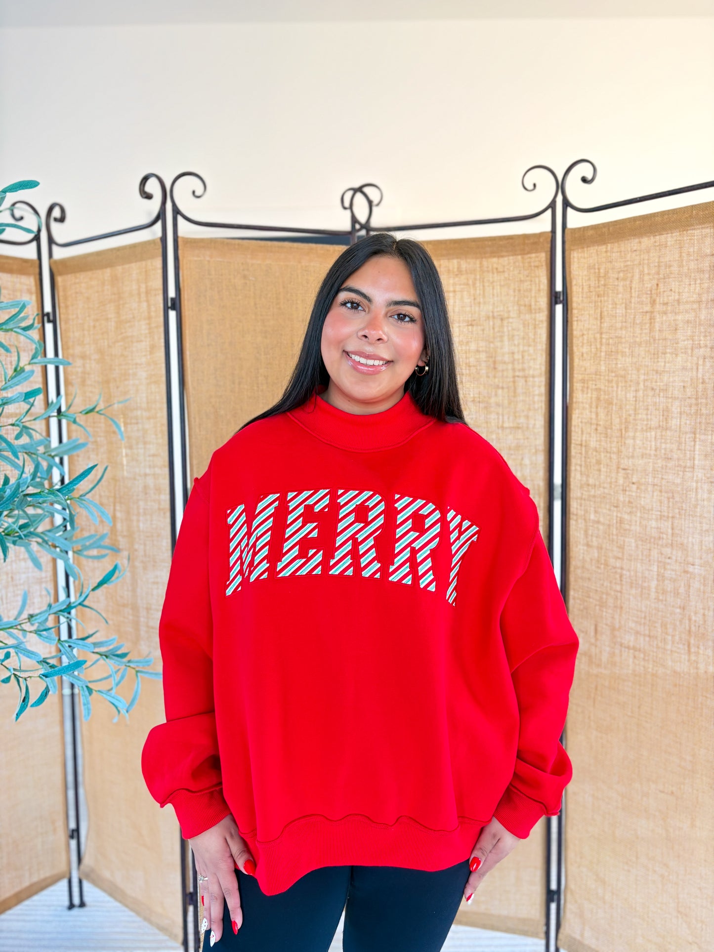 Striped Merry Mock Neck