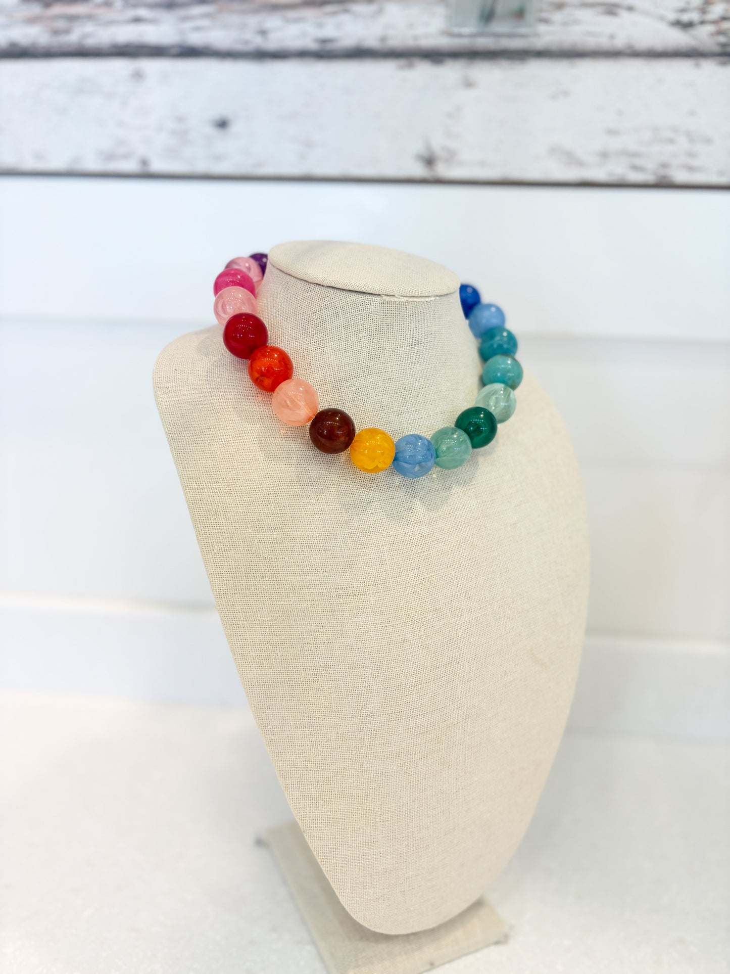 Bubble Beaded Necklace-RAINBOW