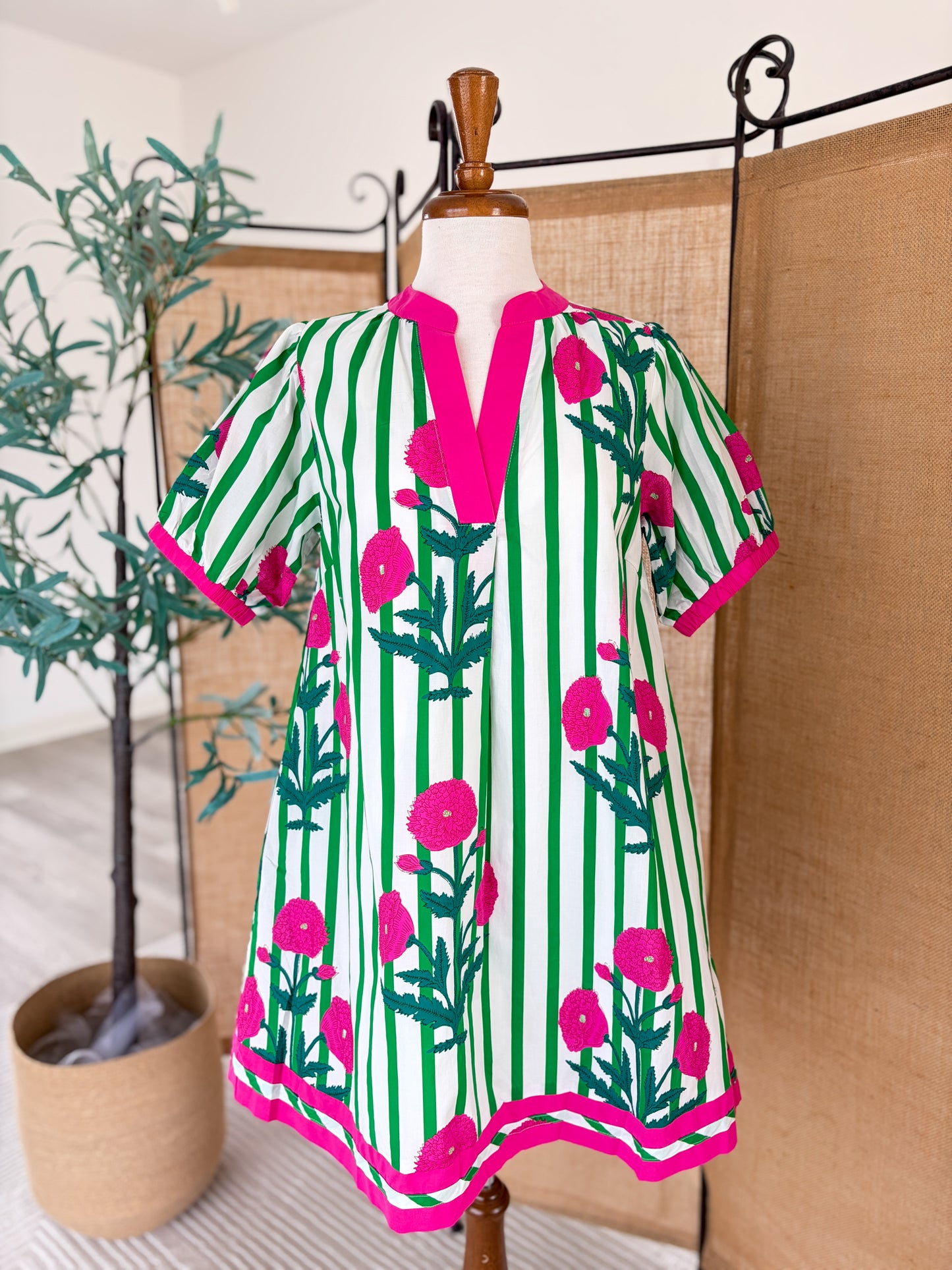 Floral Striped Mini Dress