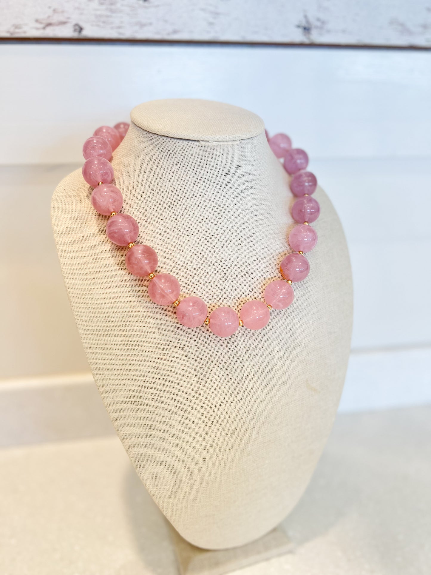Large Beaded Necklace - Pink