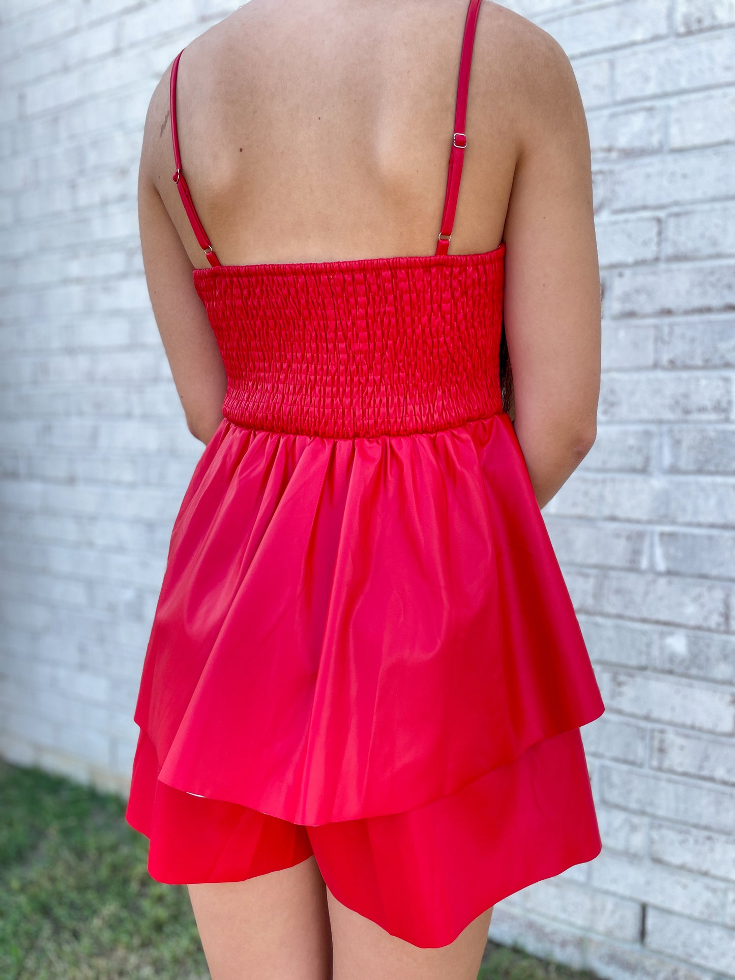 Smocked Pleather Romper