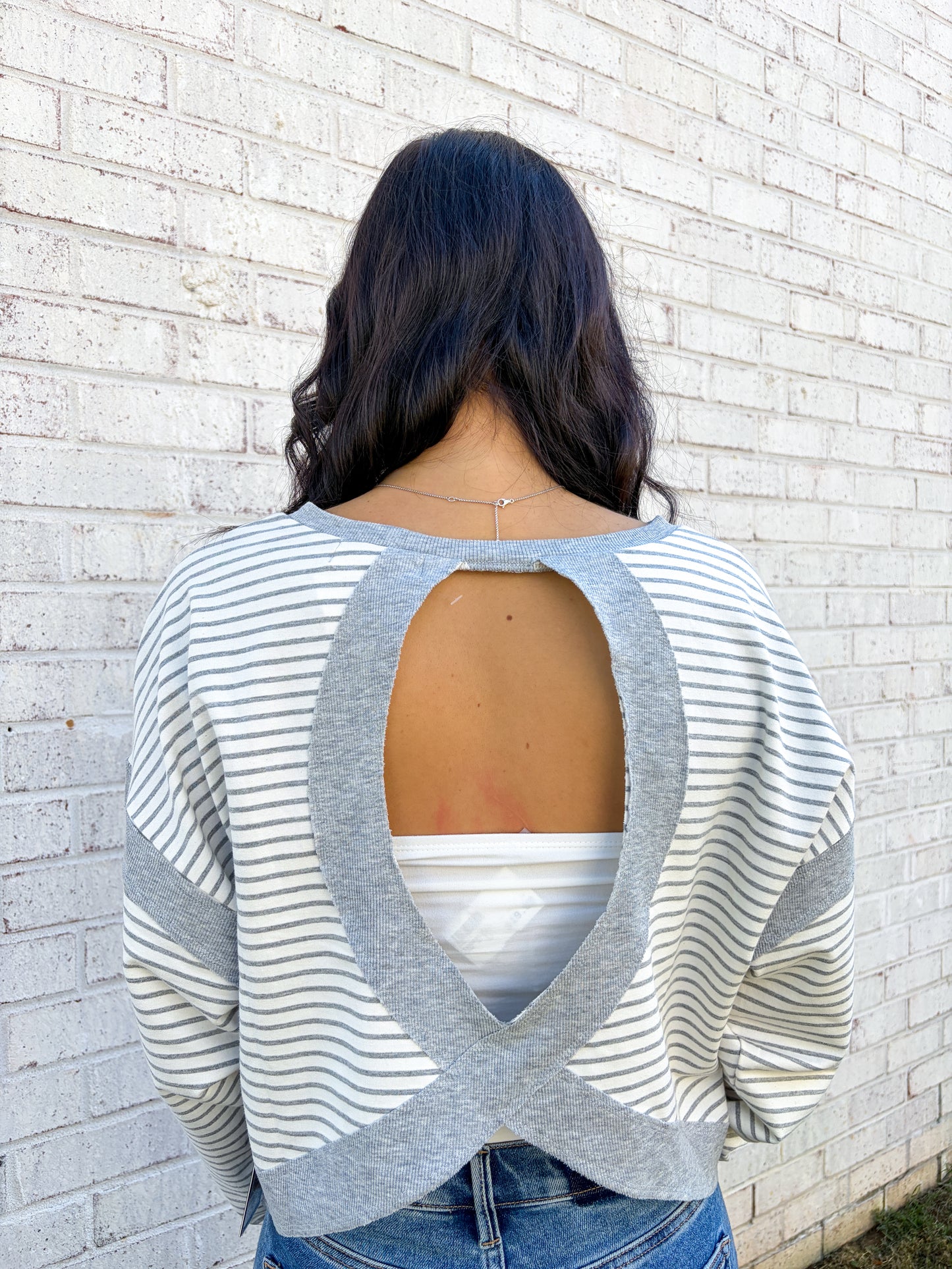 Stripped Open Back Top