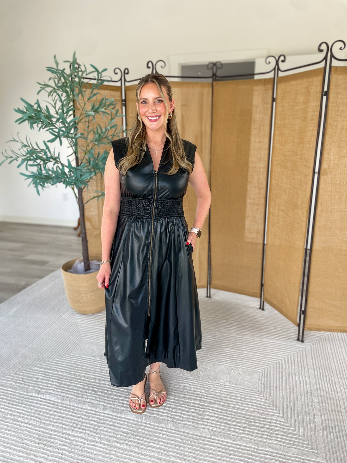 Shannon Leather Midi Dress