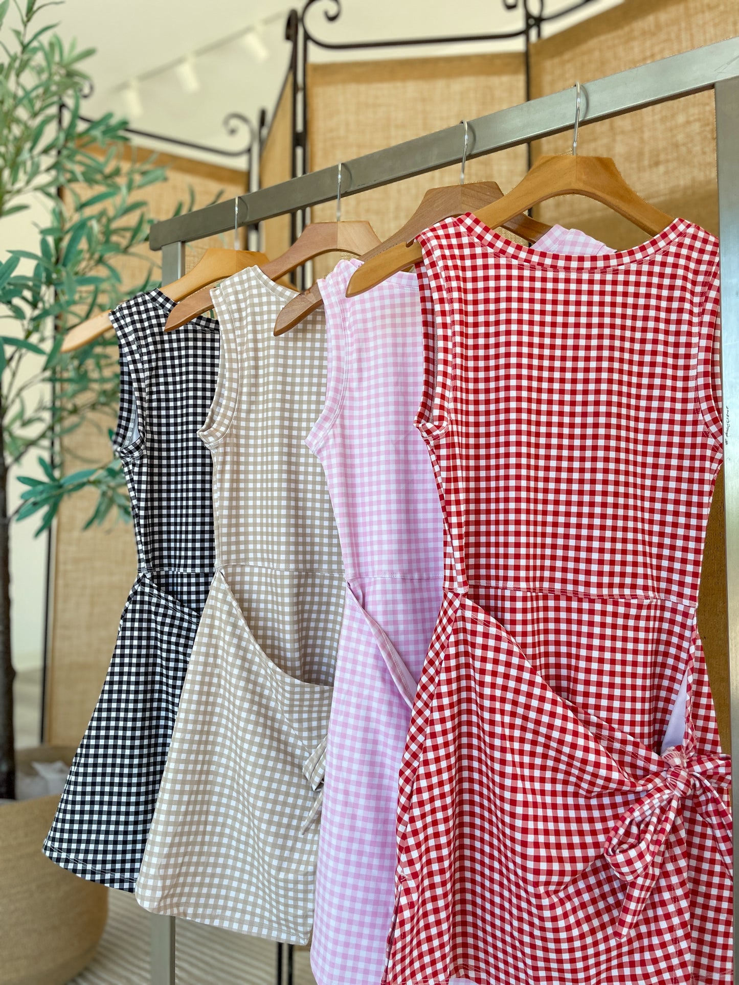 Gingham Front Tie Athletic Dress