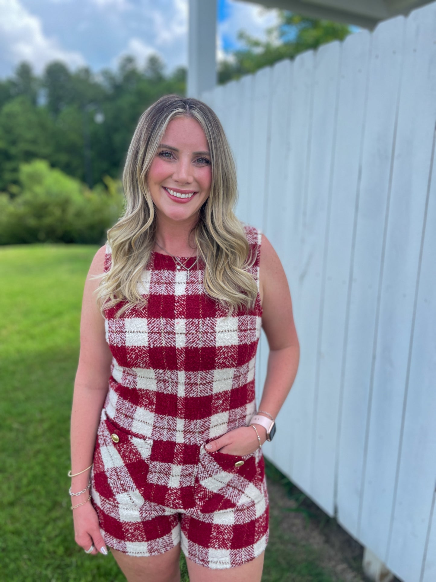 Plaid Pocket Romper