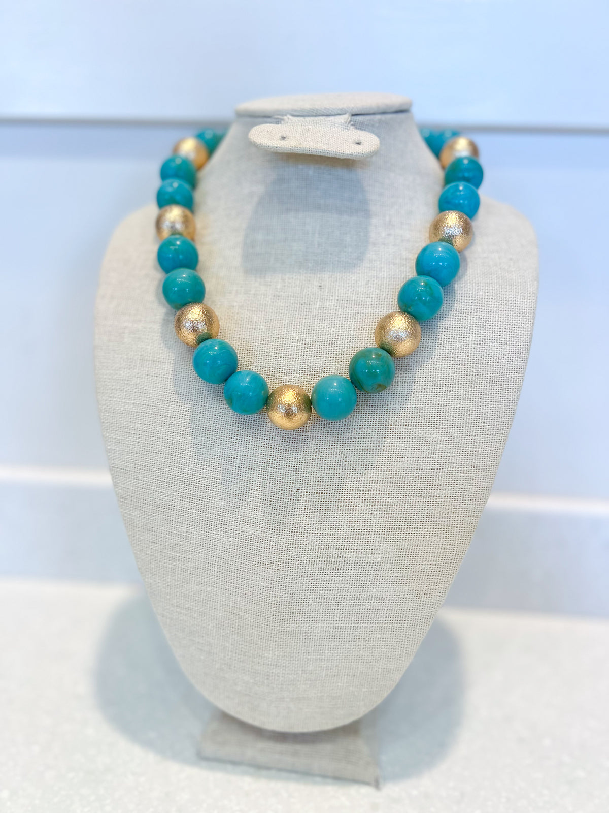 Gold & Turquoise Bubble Necklace