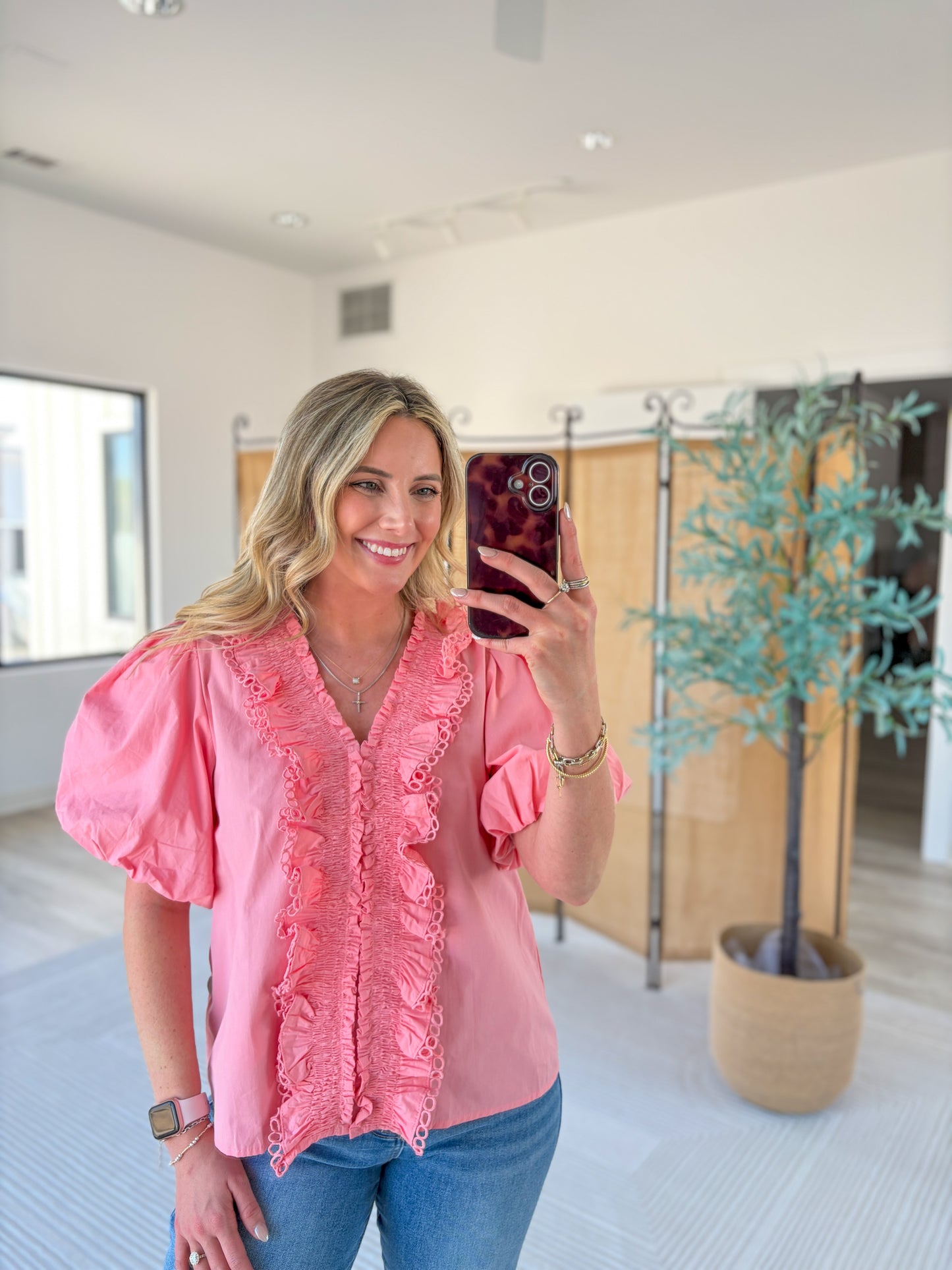 Ruffle Puff Sleeve Blouse