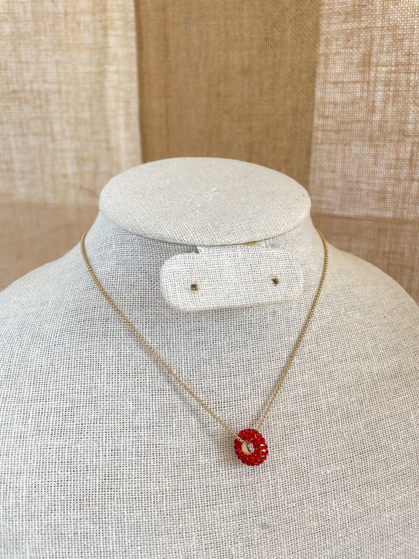 Red Rhinestone Hoop Necklace