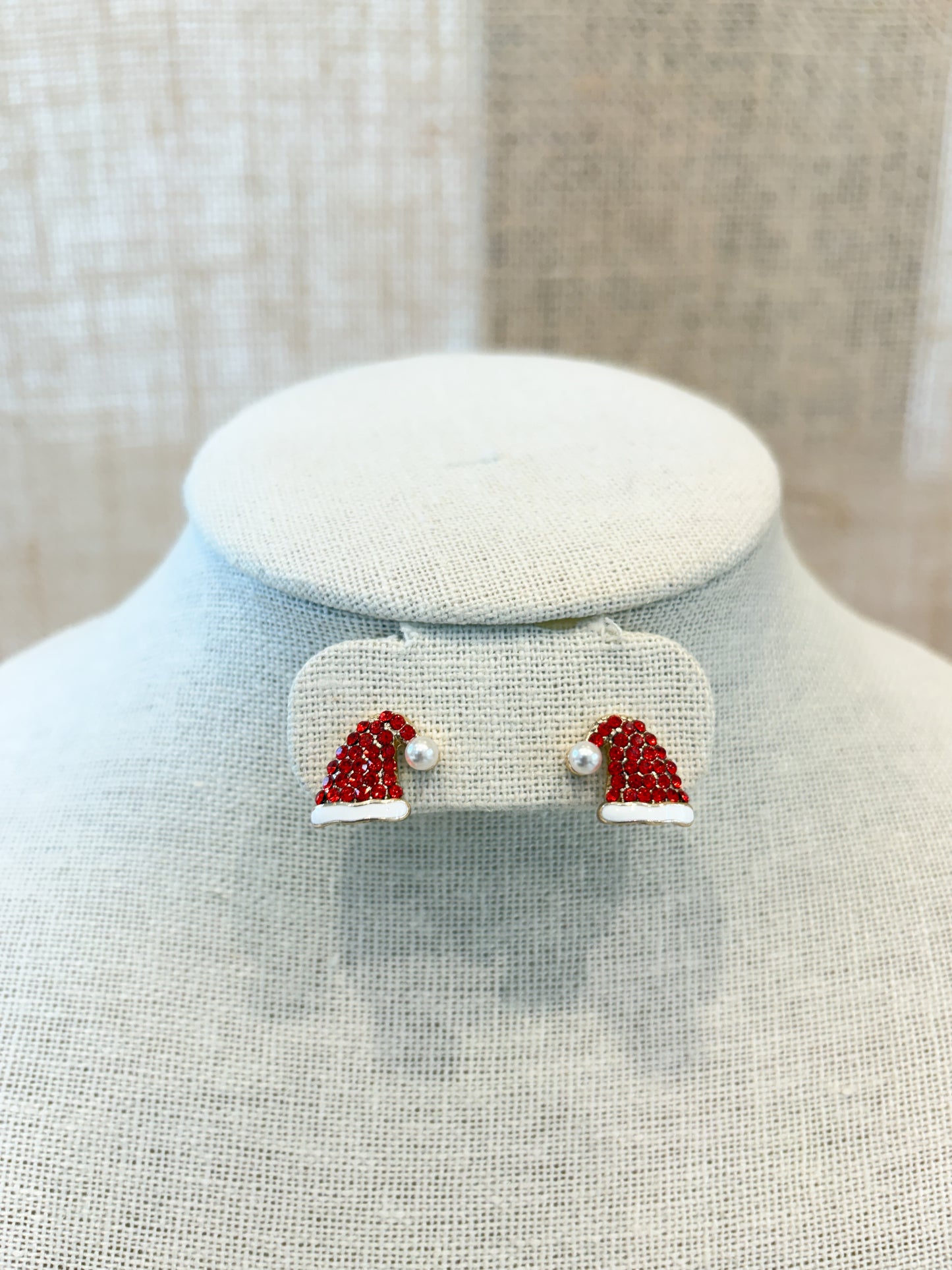 Stud Red Santa Hat Earrings