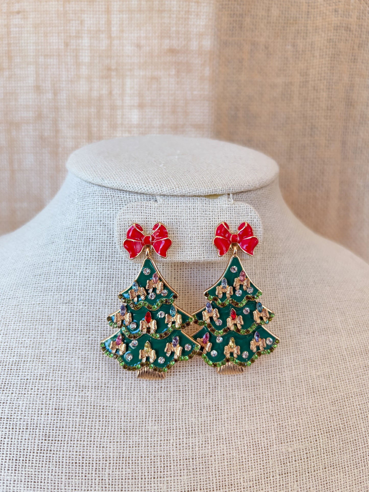 Bow Christmas Tree Earrings