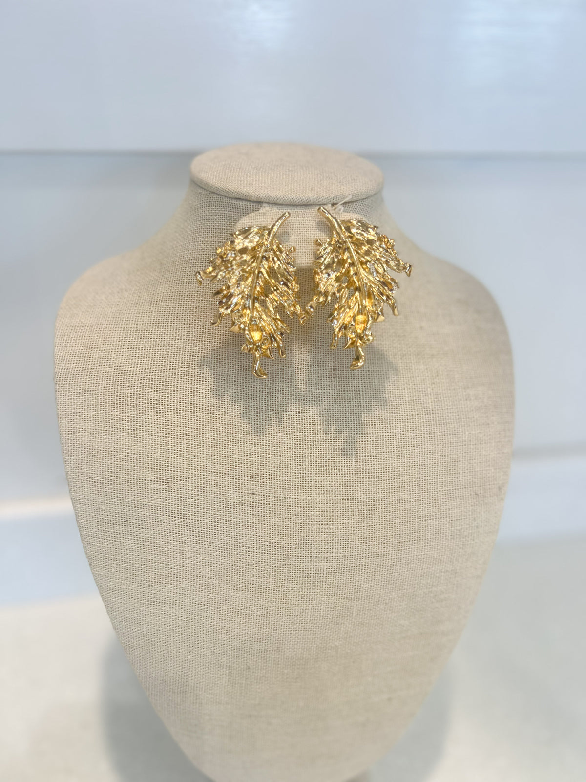 Large Gold Leaf Earrings