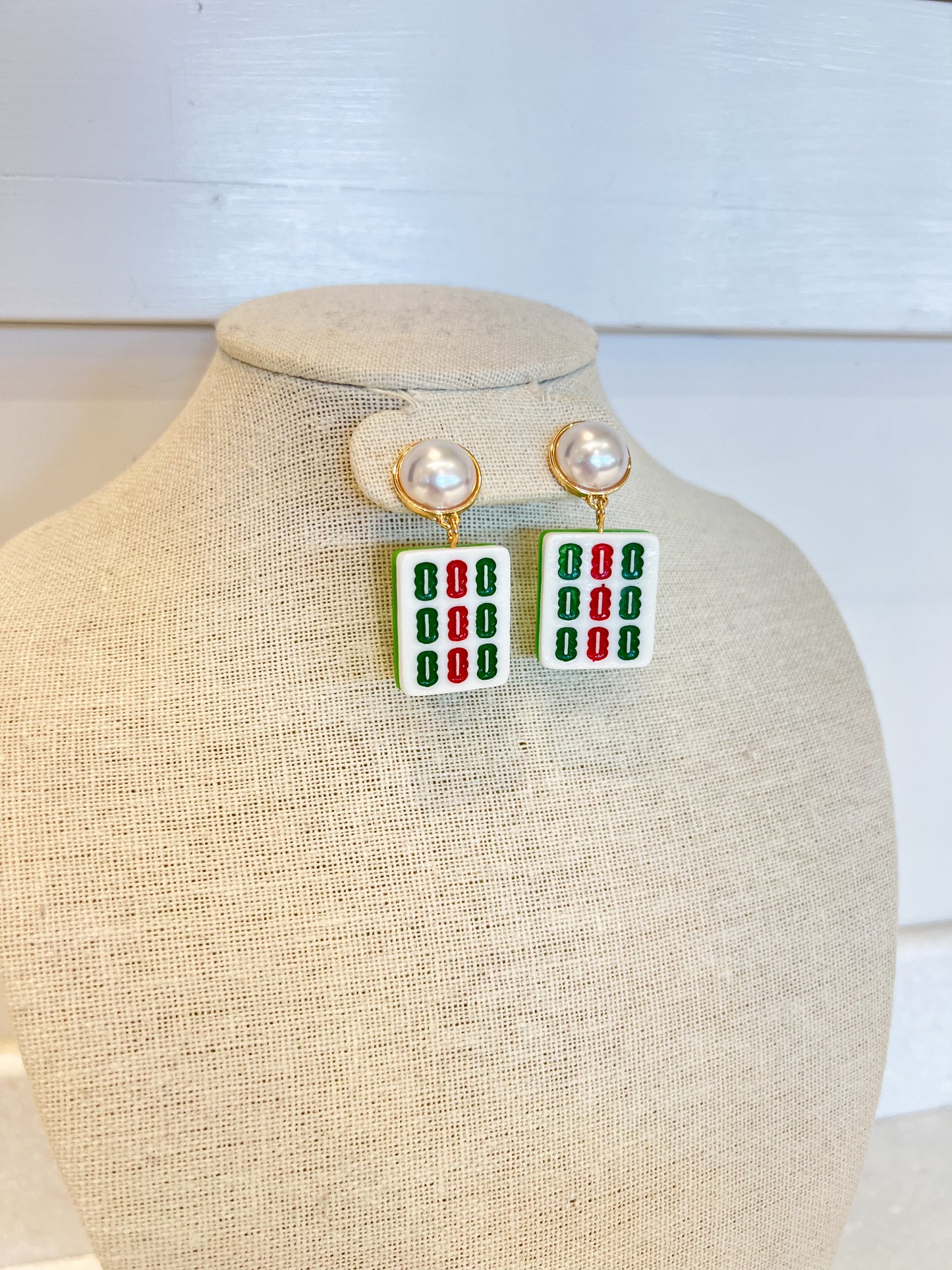 Bam Mahjong Tile Earrrings