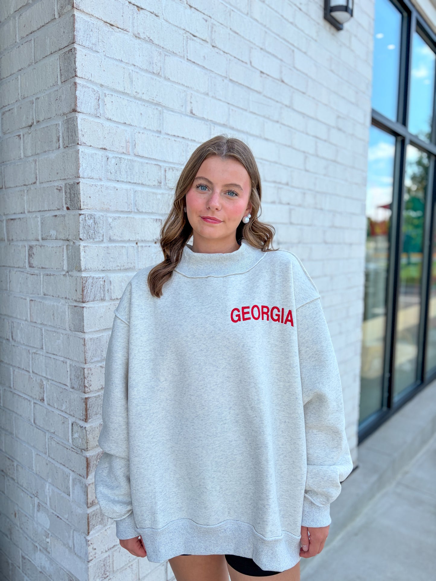 Georgia Embroidered Mock Neck