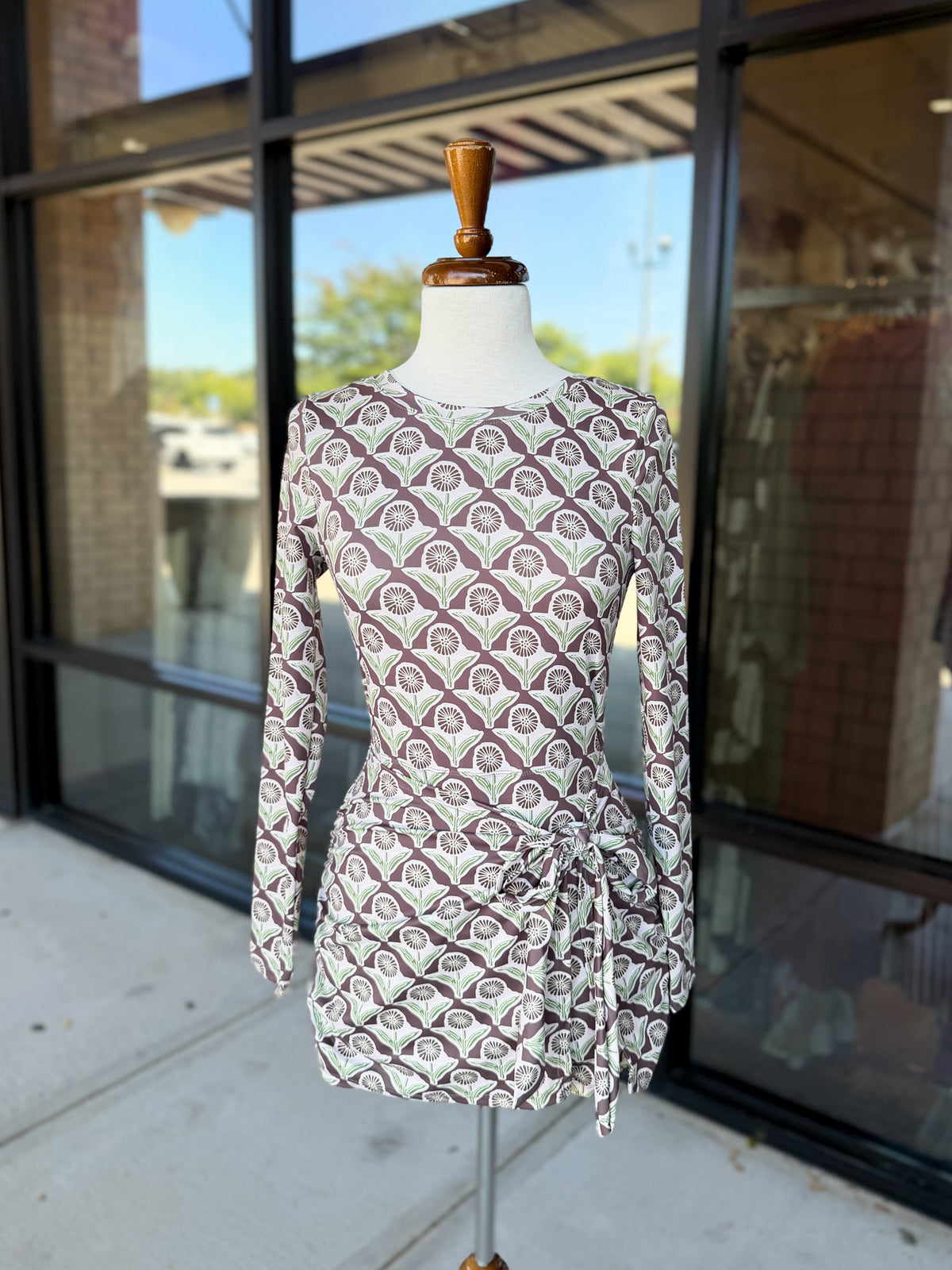 Long Sleeve Printed Athletic Dress