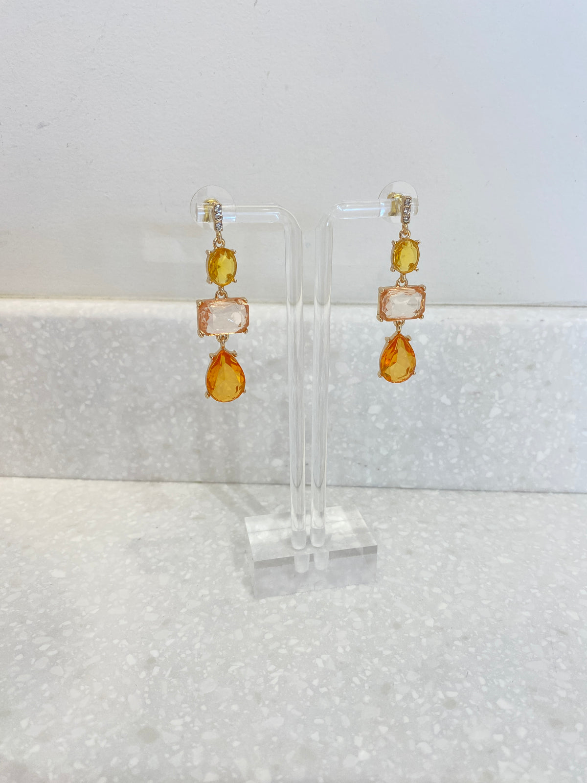 Orange Jewel Dangle Earrings