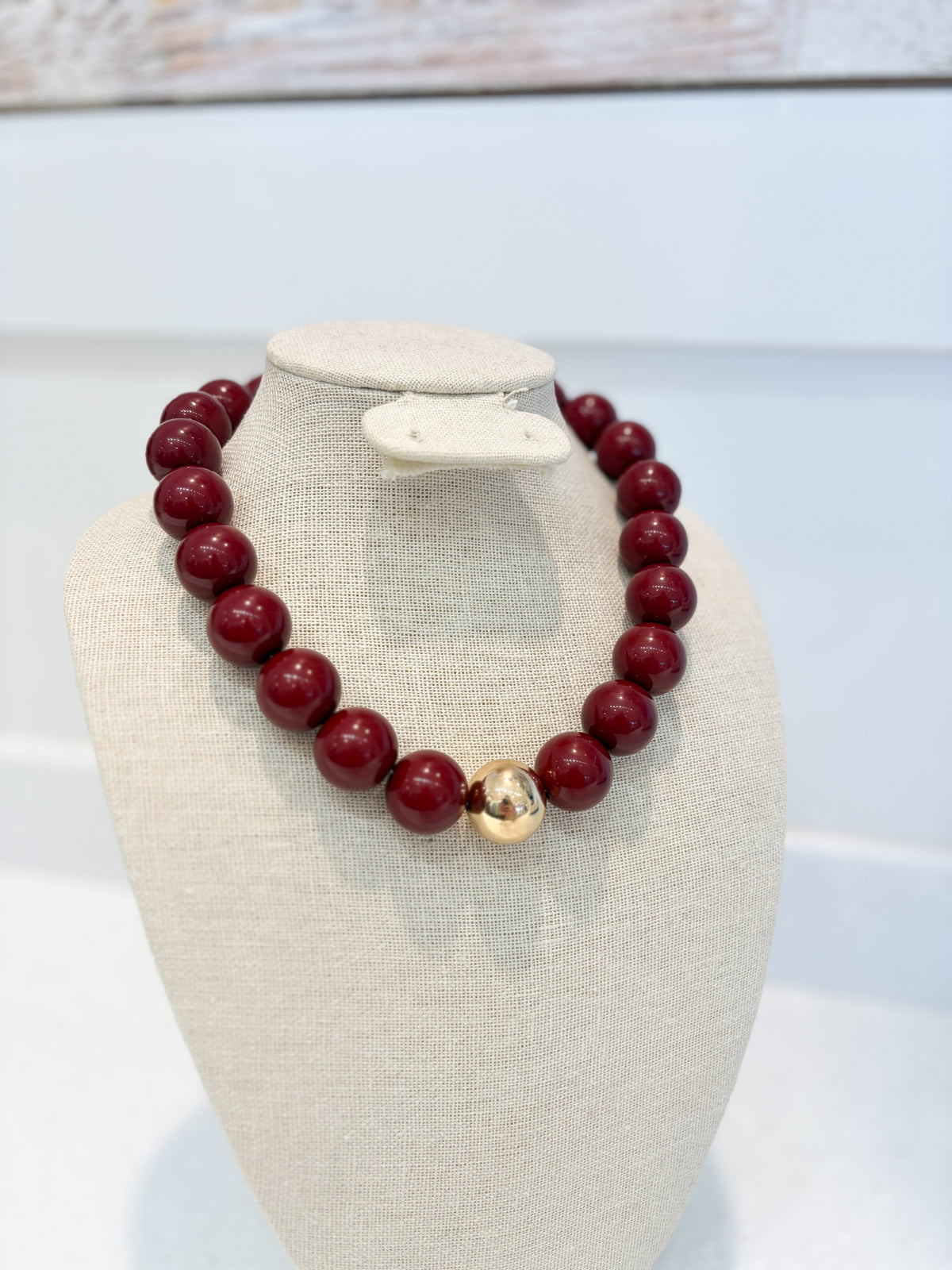 Bubble Beaded Necklace-BURGUNDY
