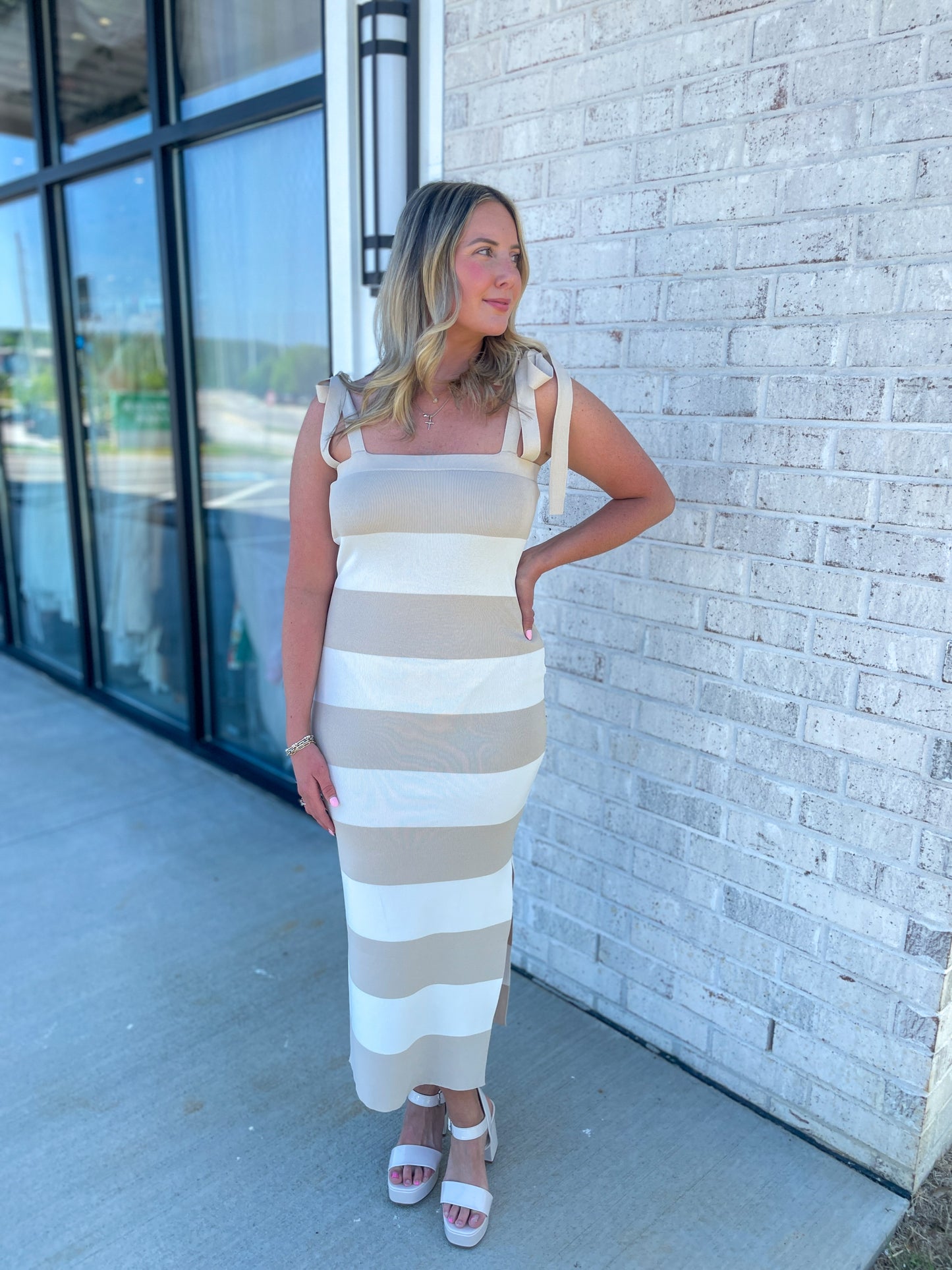 Ember Knitted Striped Midi