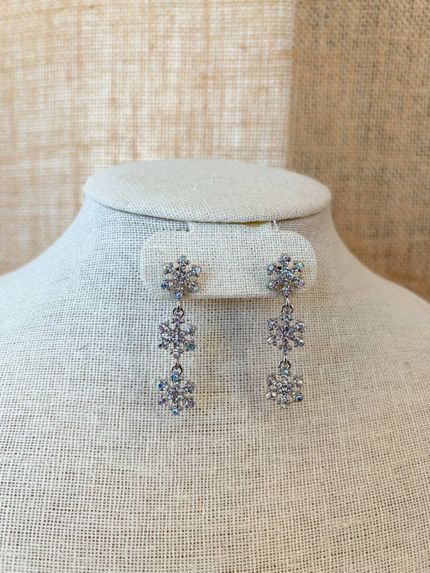Silver Dangle Snowflake Earrings