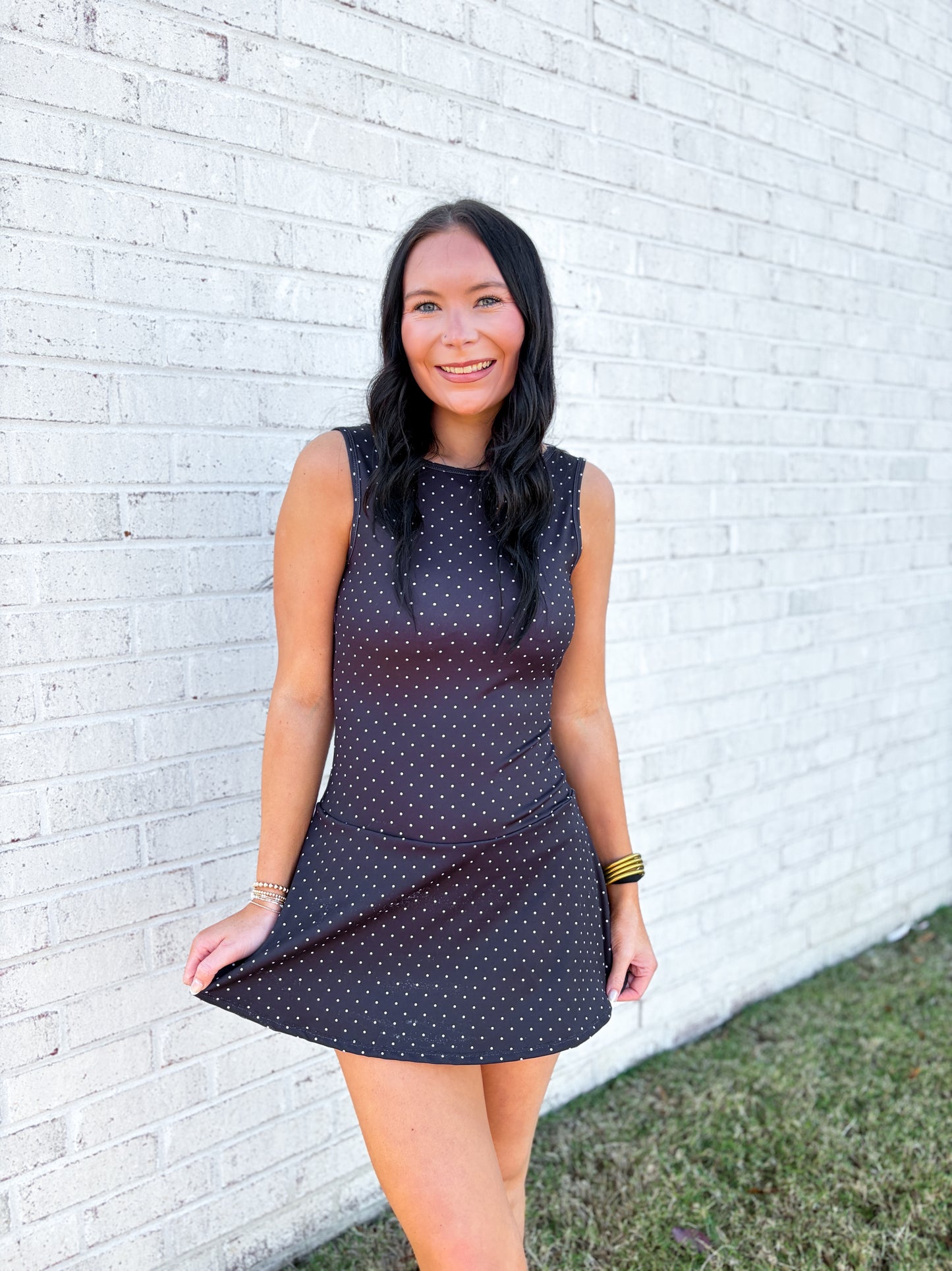 Polka Dot Drop Waist Athletic Dress