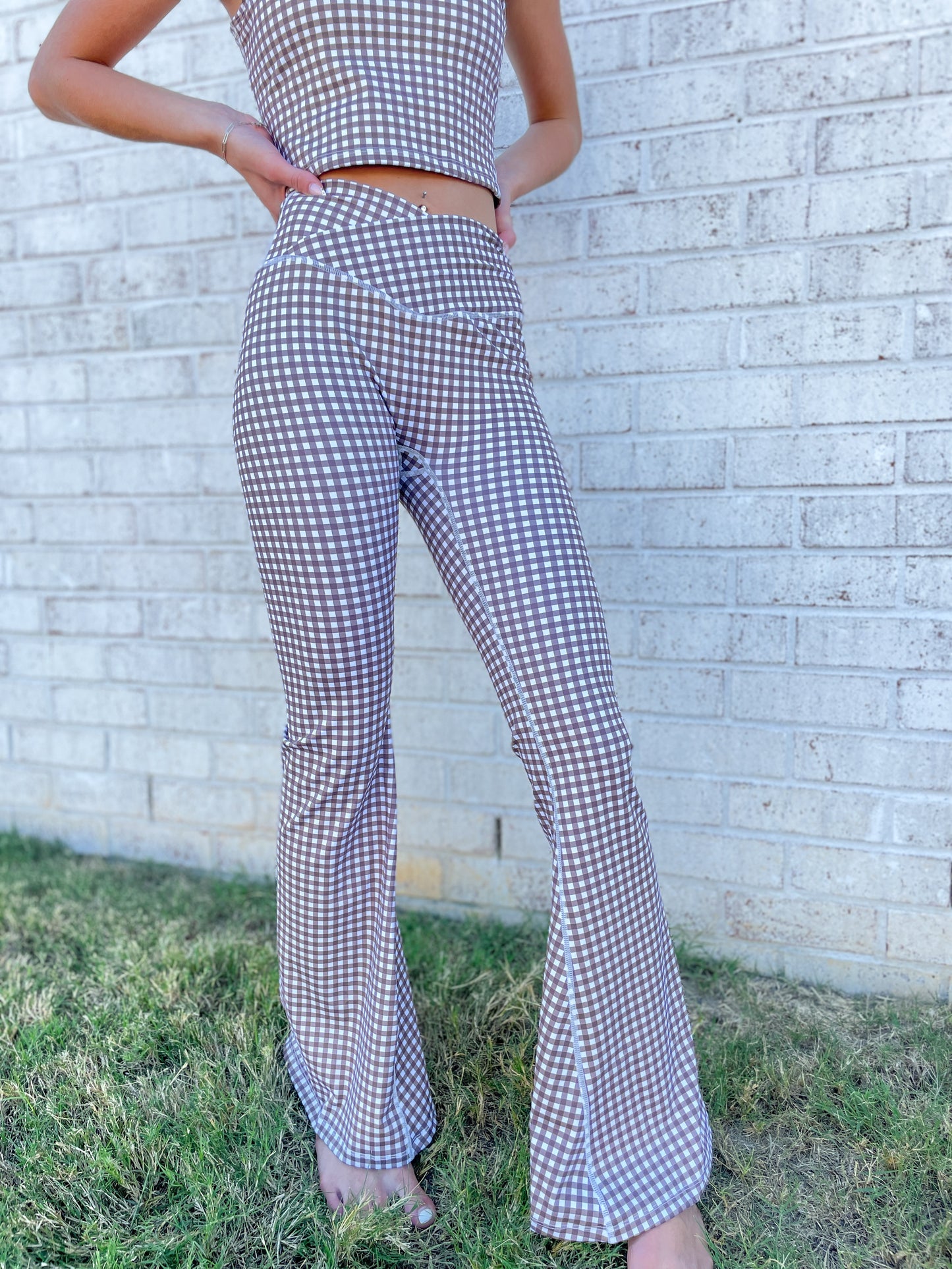 Gingham Athletic Flared Leggings