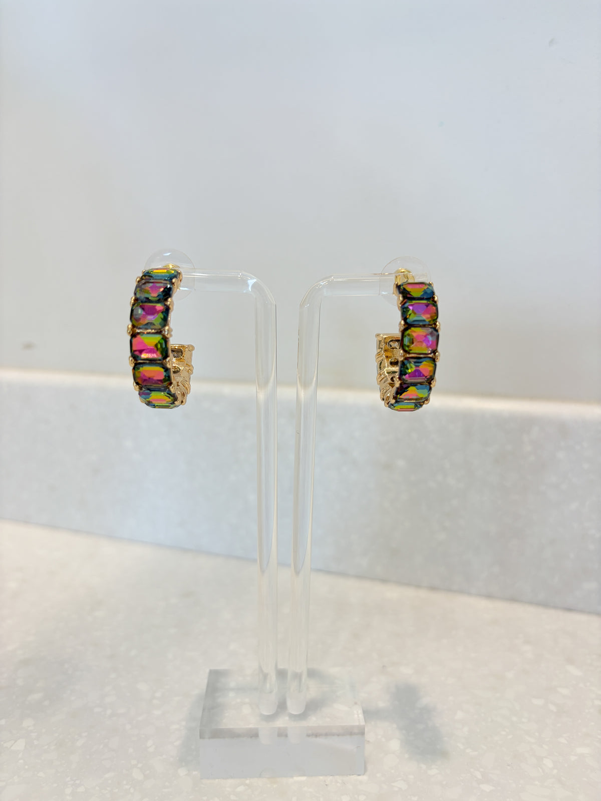 Multicolor Gemstone Hoop Earrings