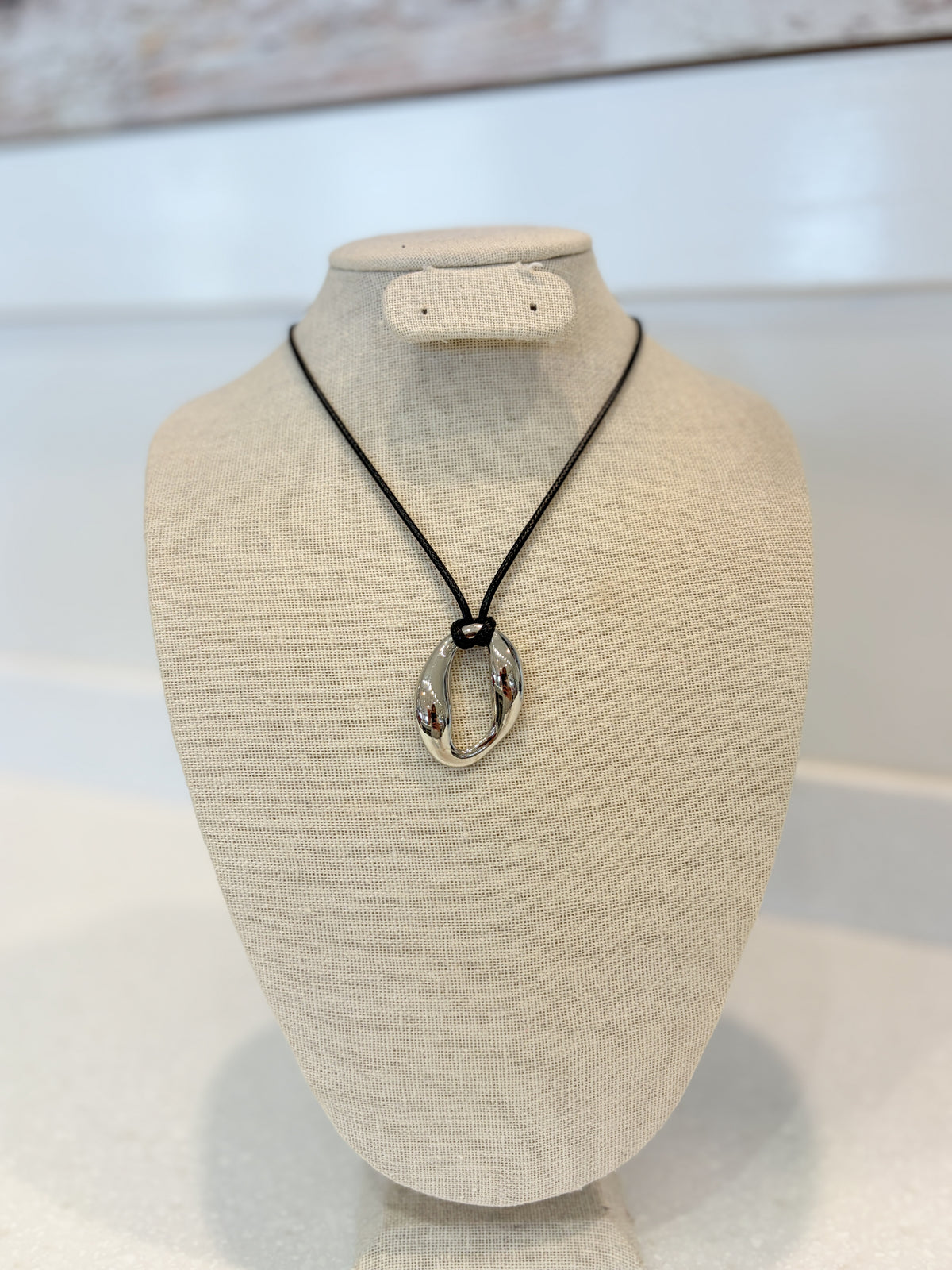 Silver Pendant Rope Necklace