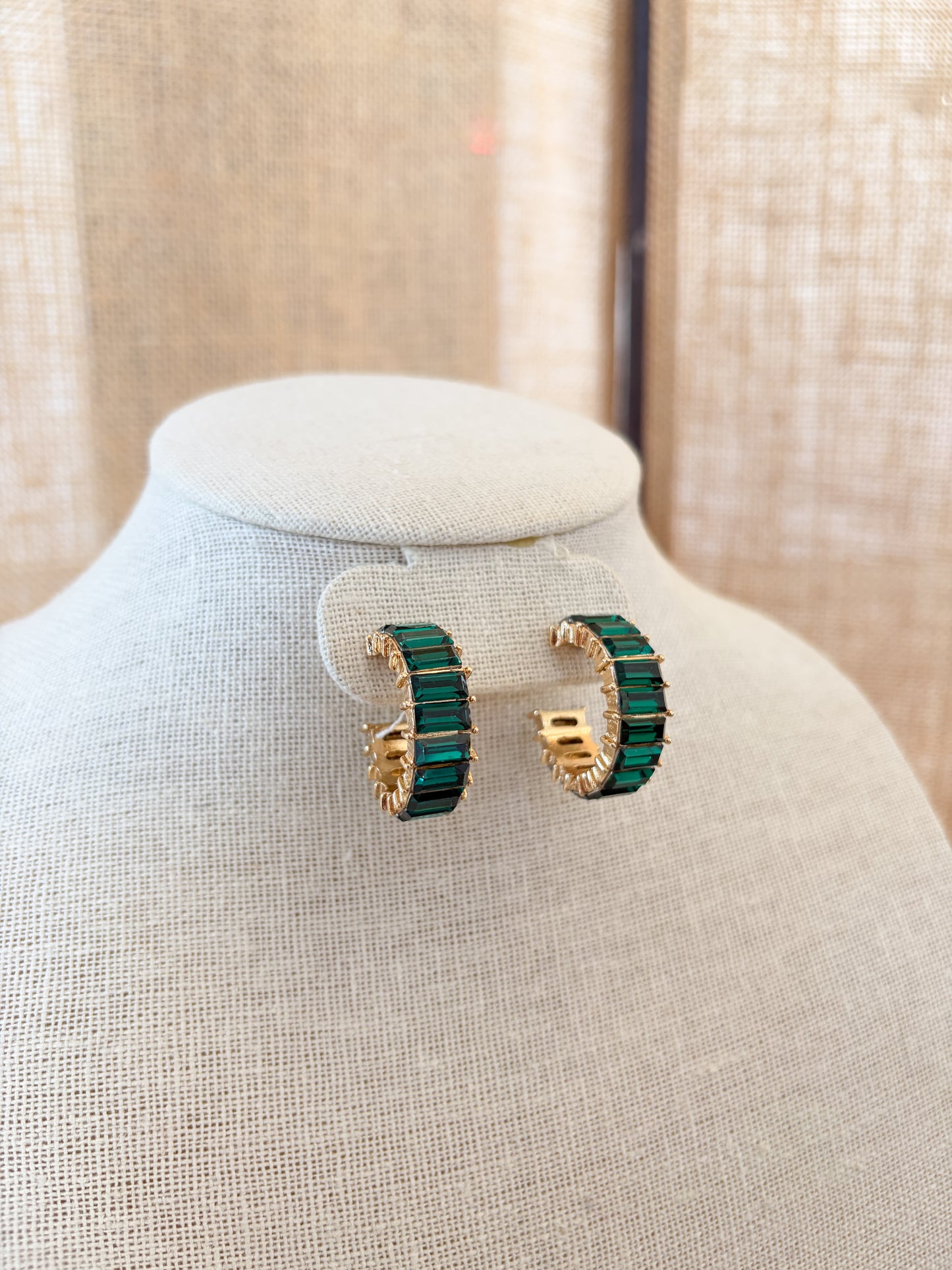 Emerald Hoop Gemstone Earrings