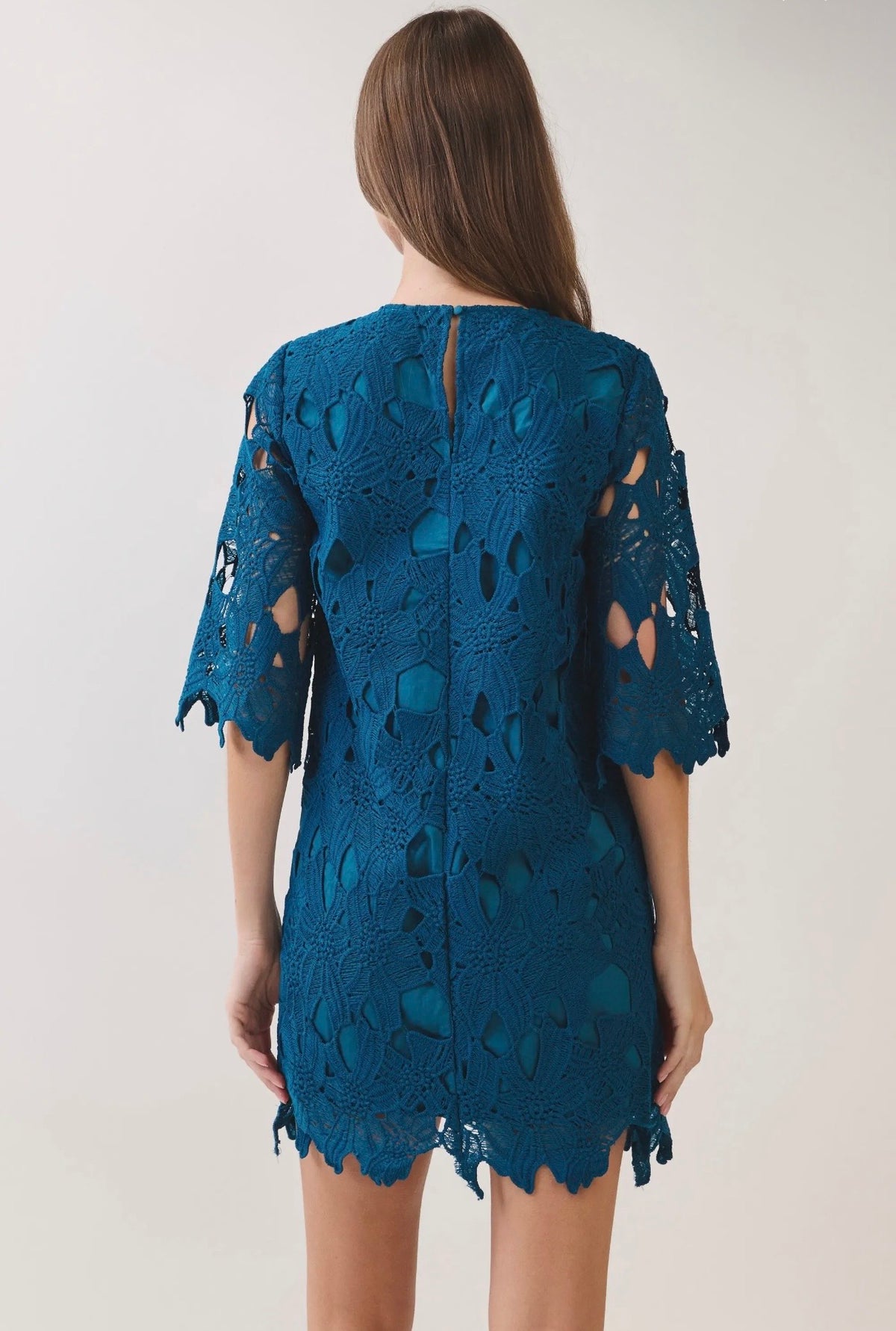 Eyelet Quarter Sleeve Mini Dress