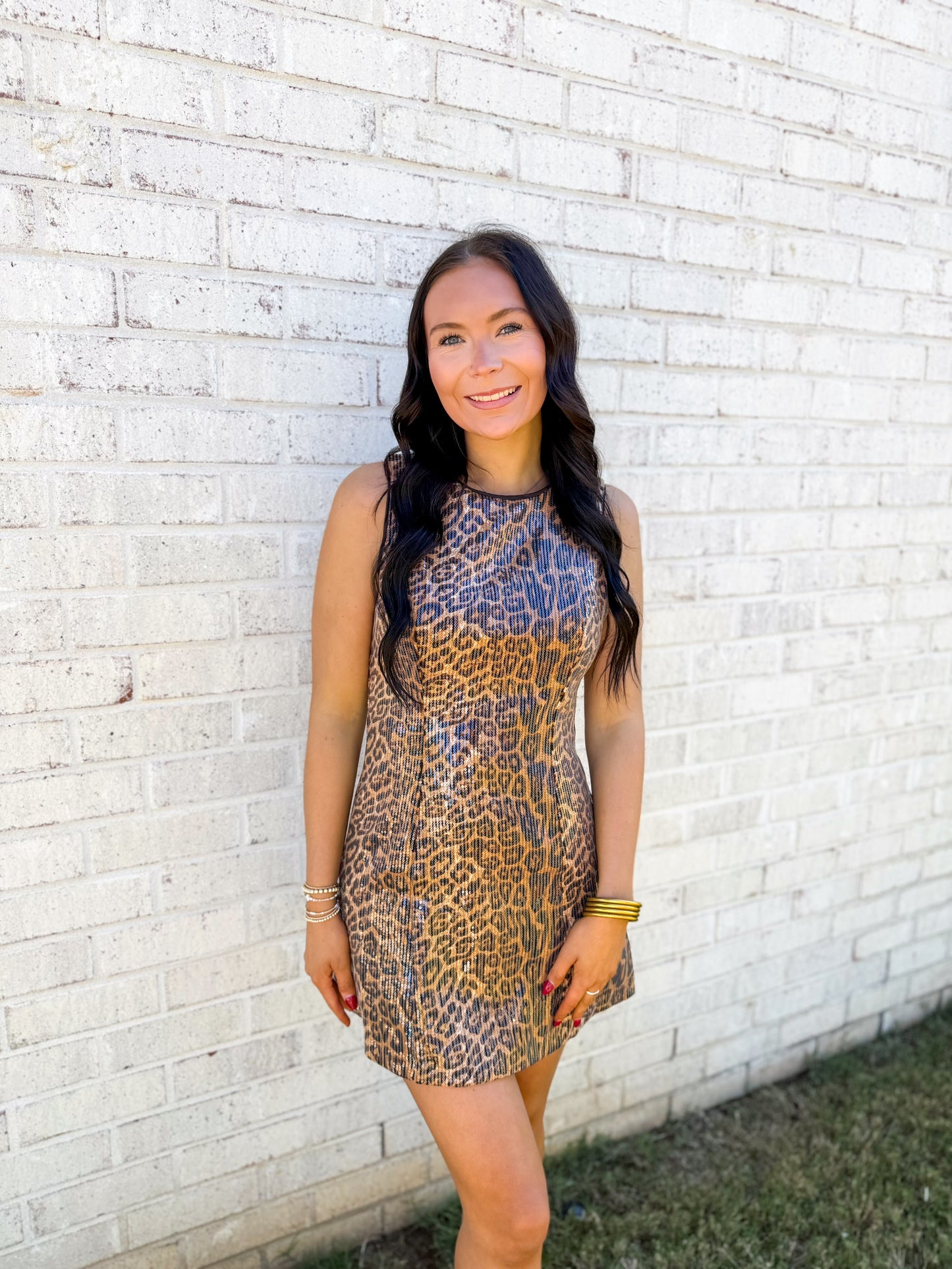 Sequenced Leopard Mini Dress