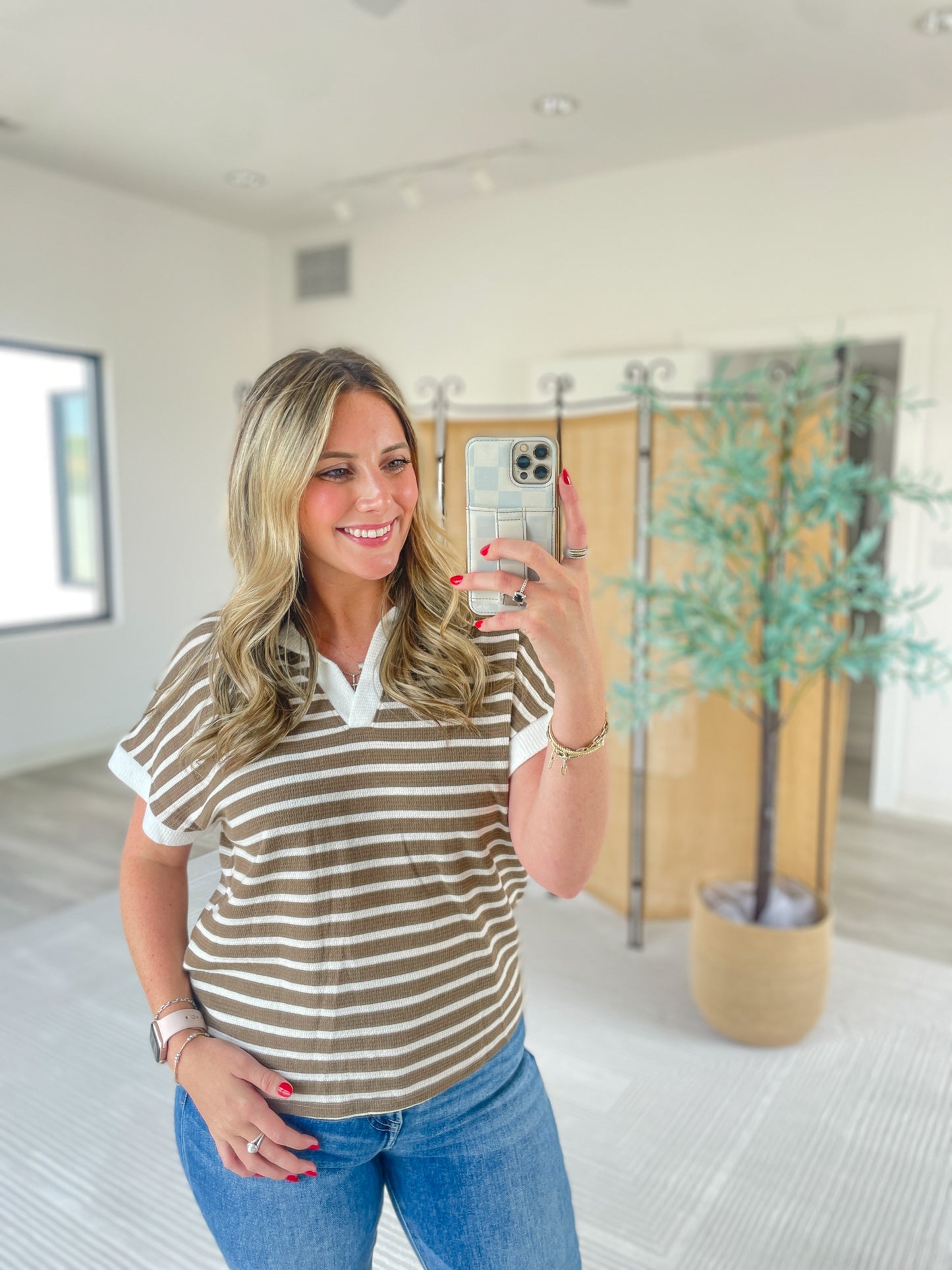 Stripped V-Neck Top