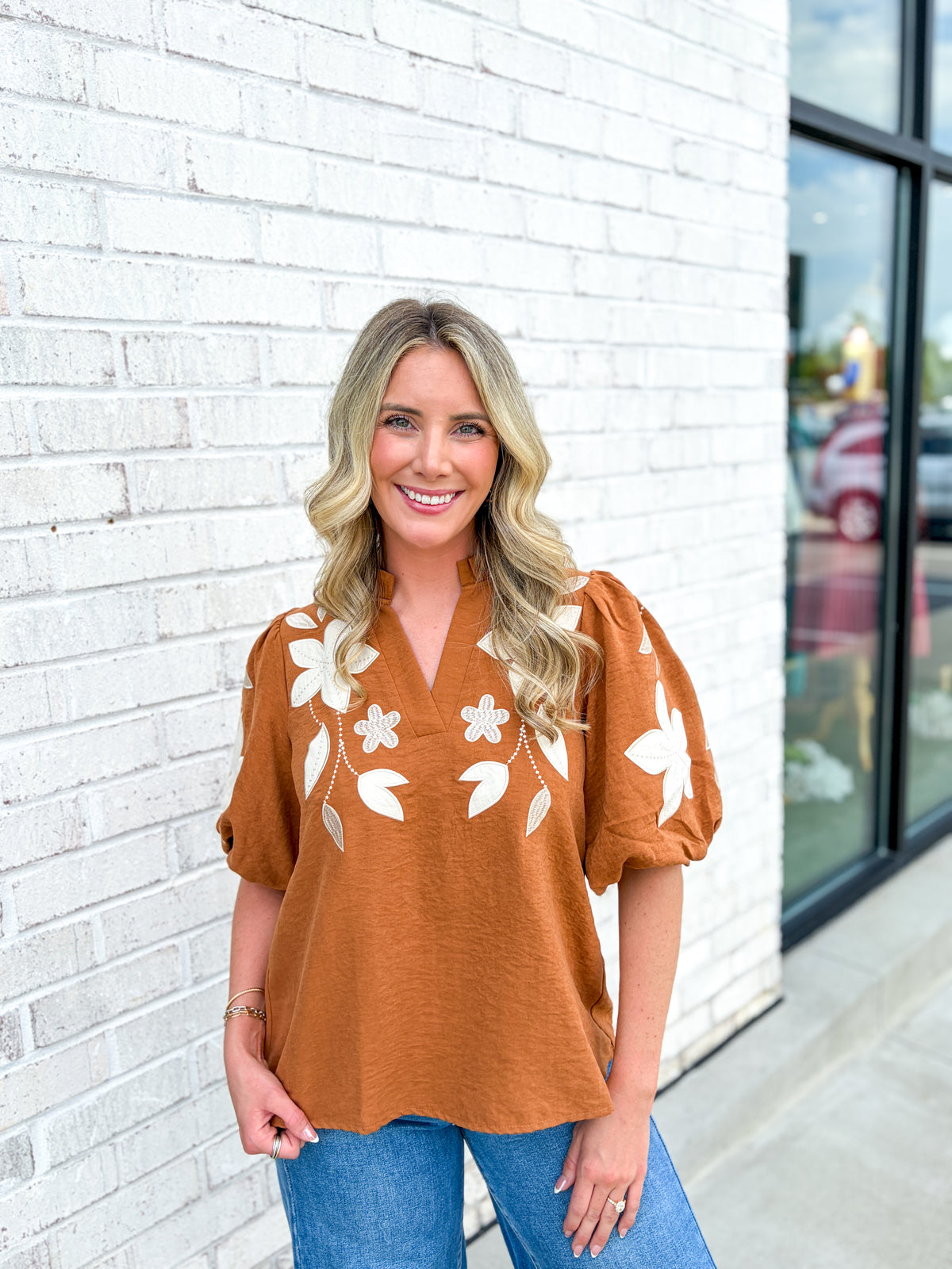 Suede Floral Blouse