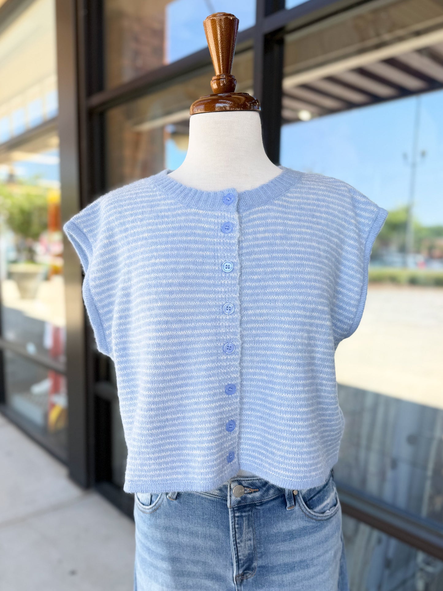 Striped Button Down Knit Top