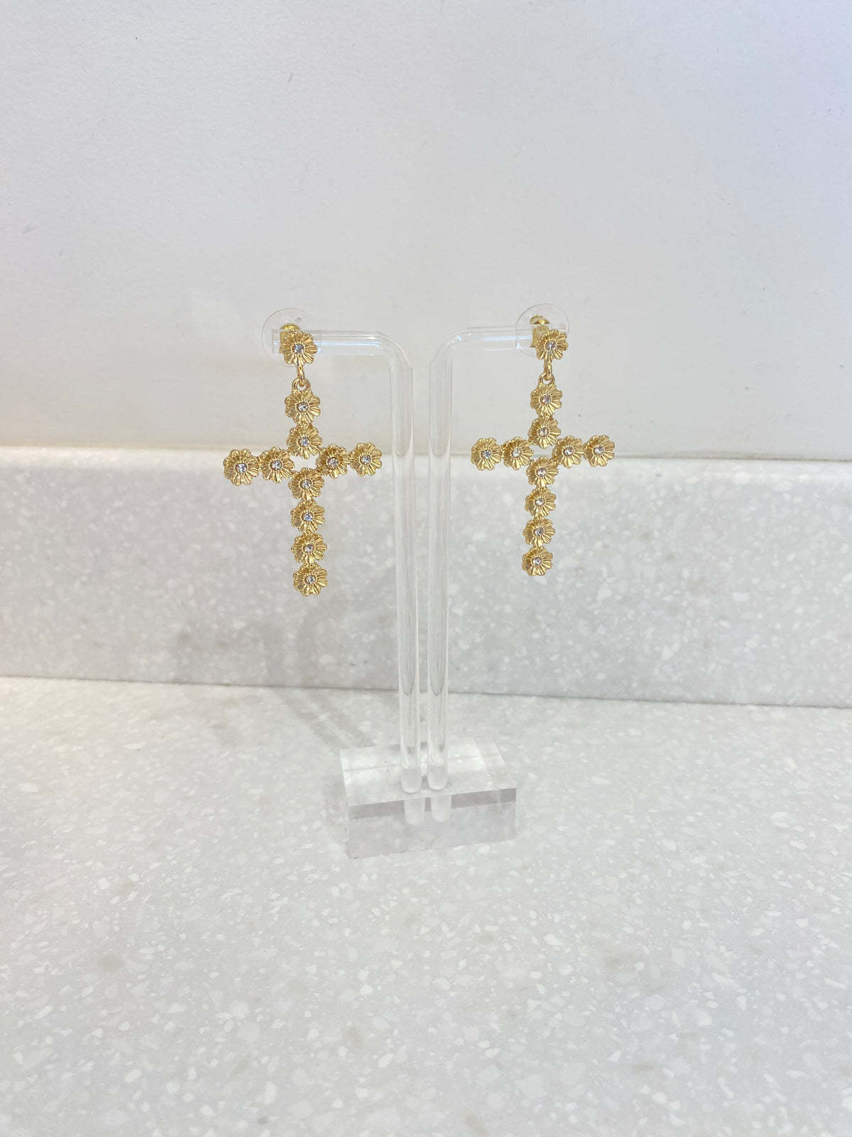 Large Gold Cross Earrings
