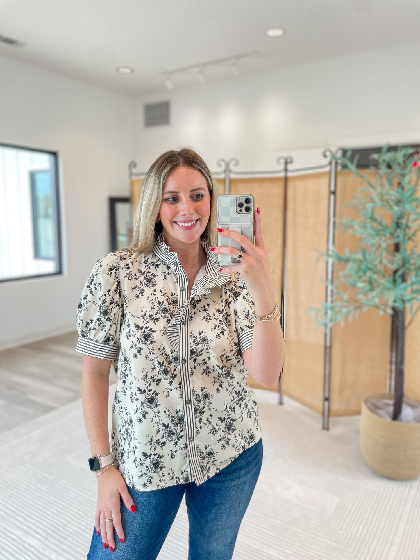 Rita Floral Button Up Top