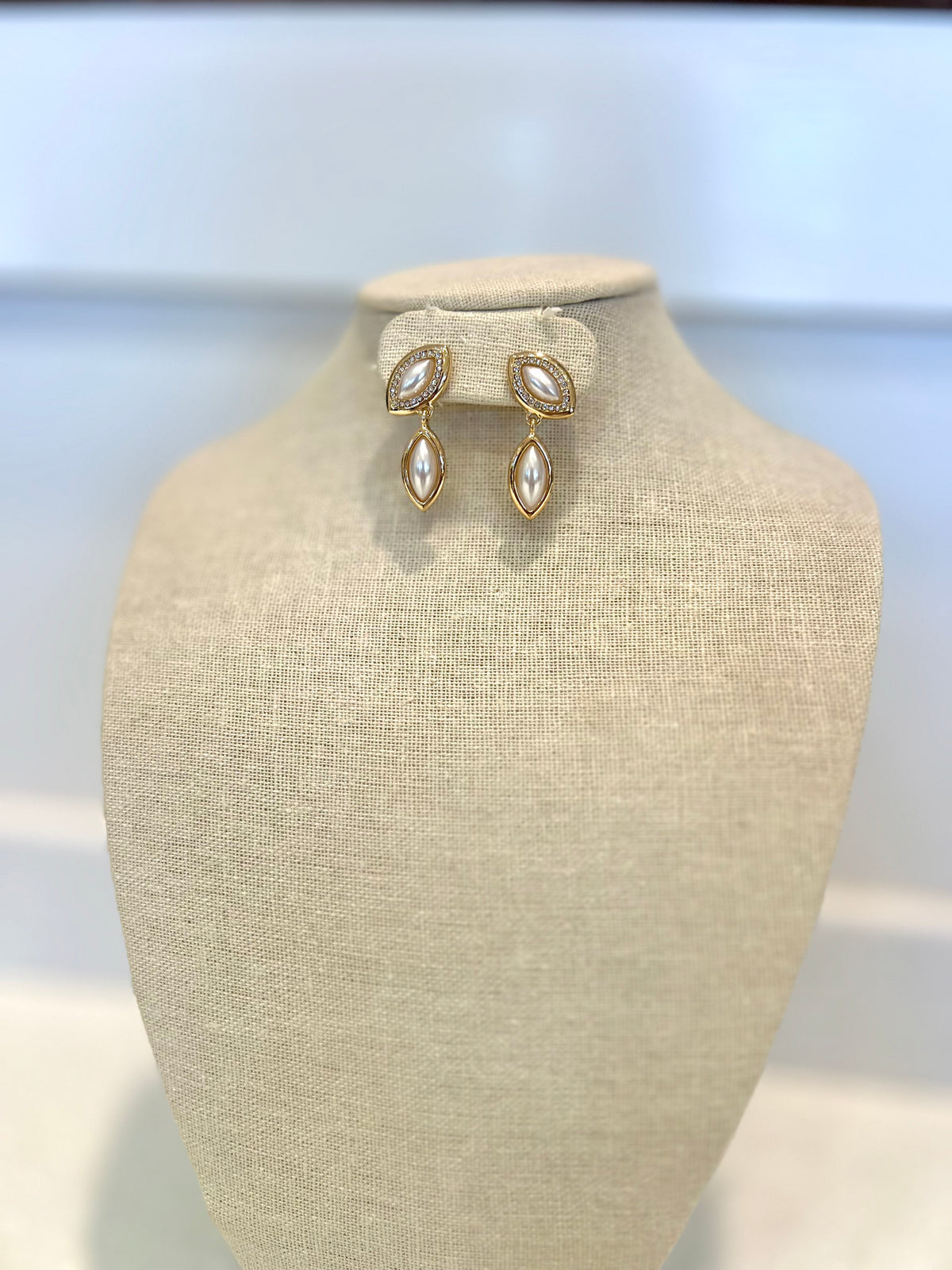Pearl Marquise Drop Earrings