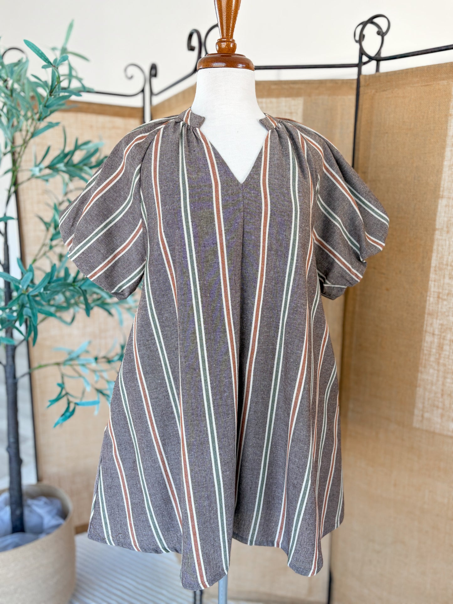 Linen Striped Mini Dress