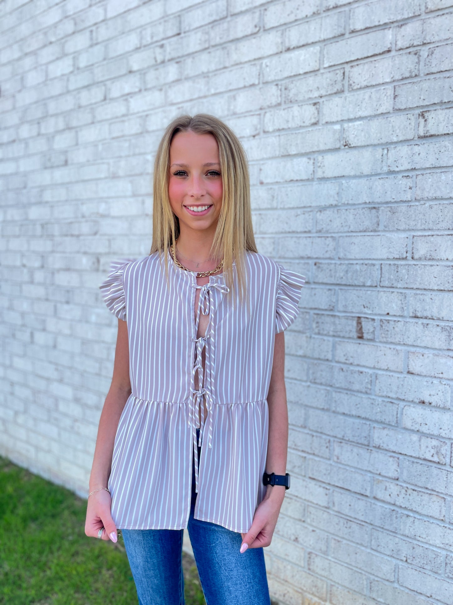 Stripped Bow Tie Top