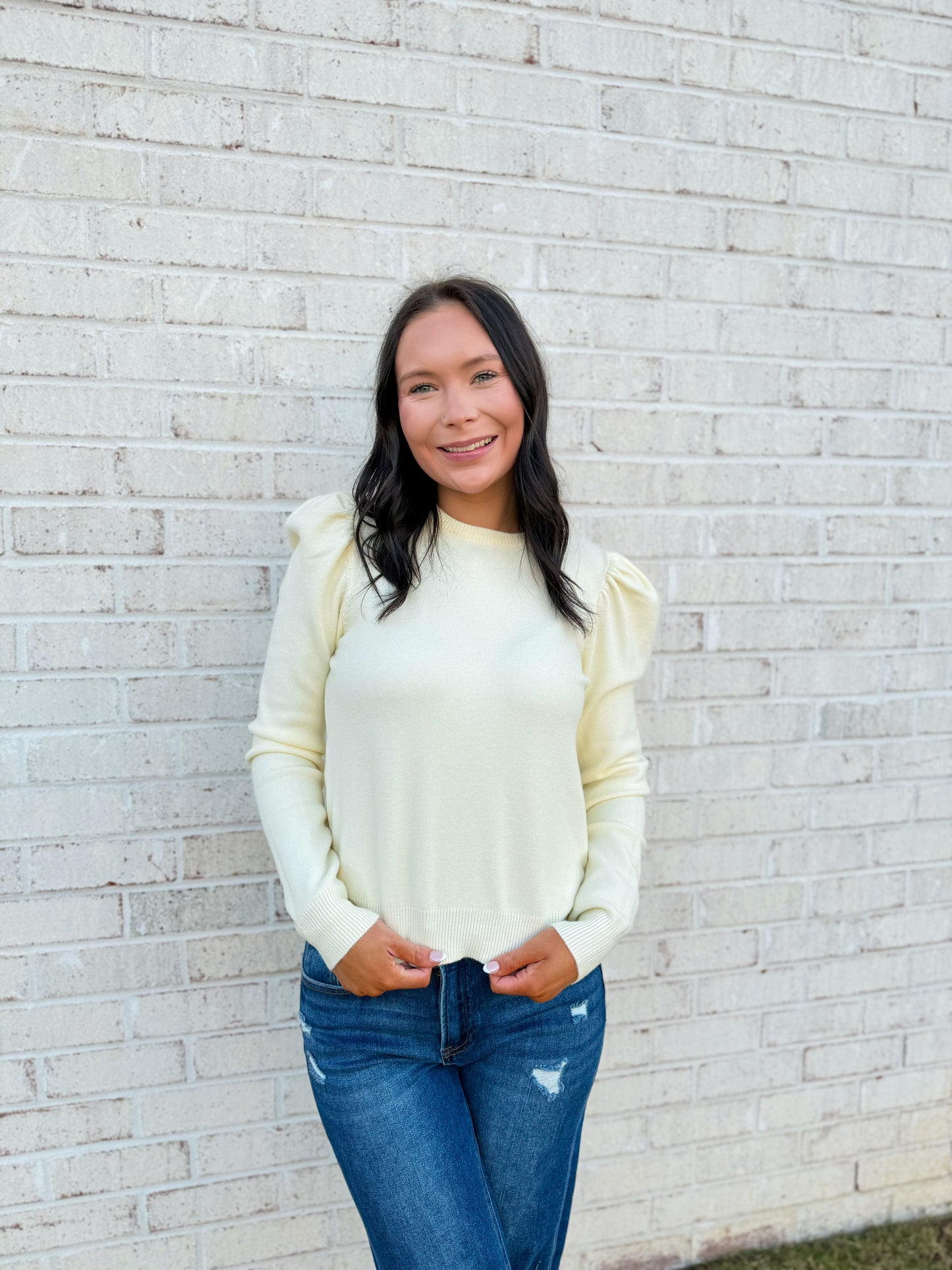 Puff Sleeve Knit Sweater Top