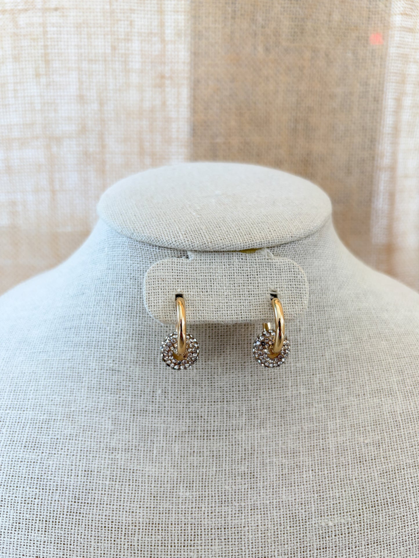 Gold Double Hoop Rhinestone Earrings