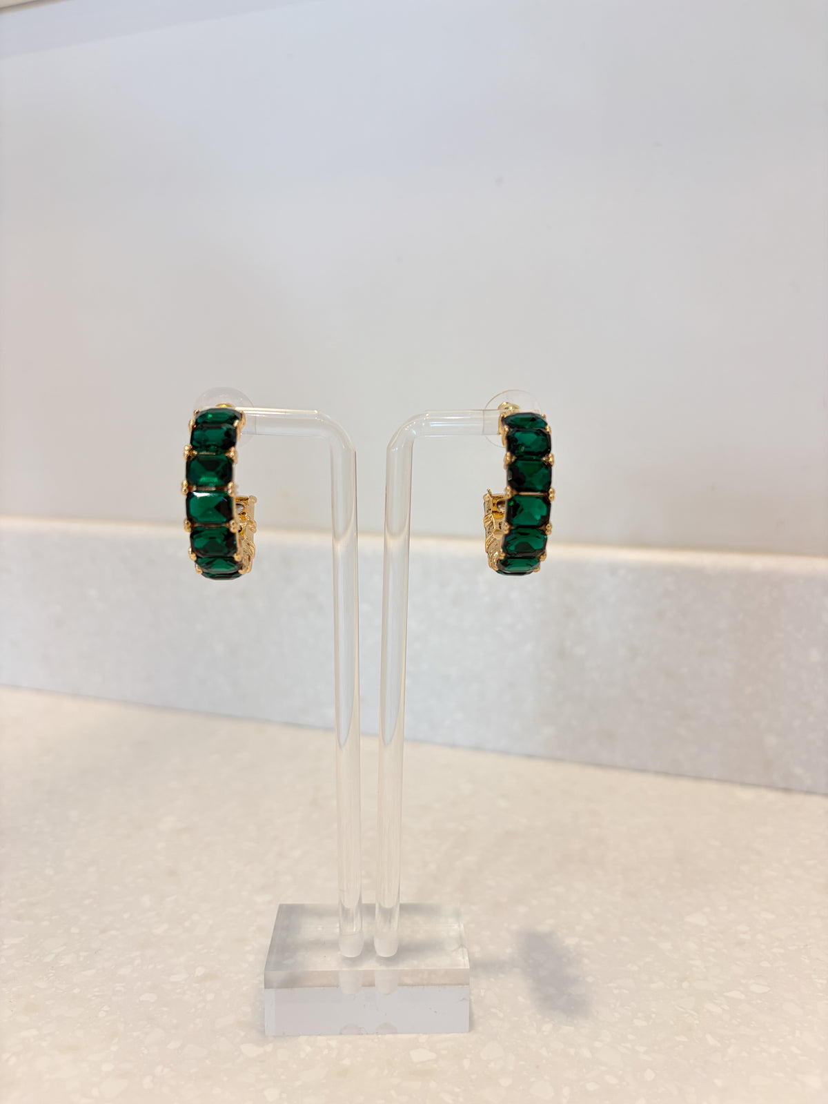 Emerald Gemstone Hoop Earrings