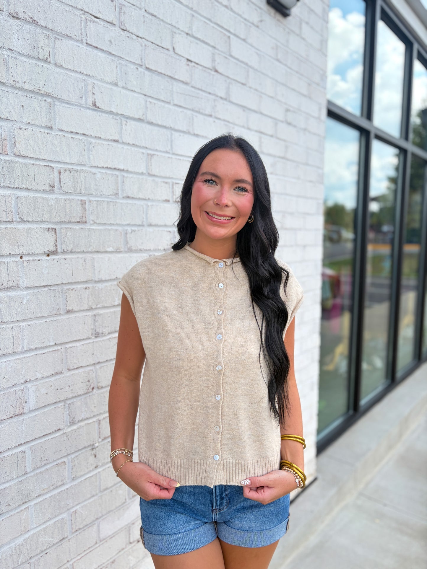 Sleeveless Button Up Cardigan