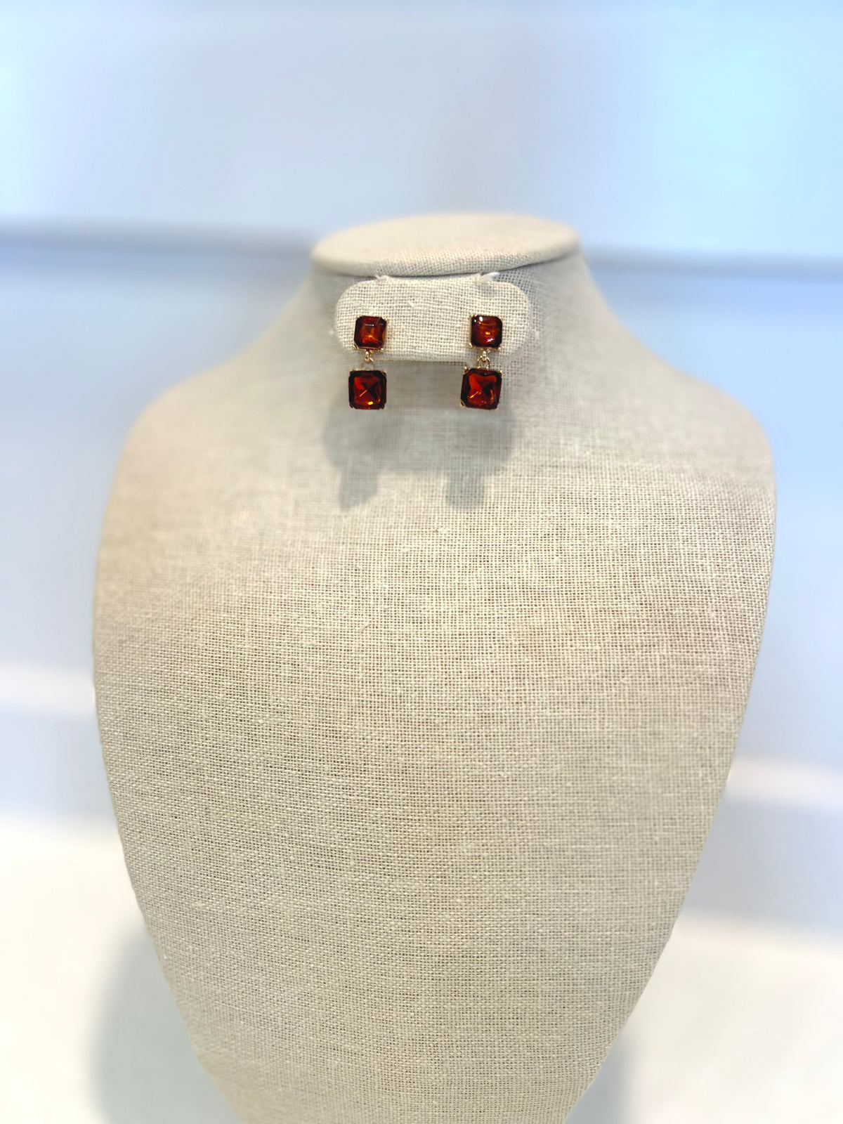 Layered Burnt Orange Gemstone Earrings